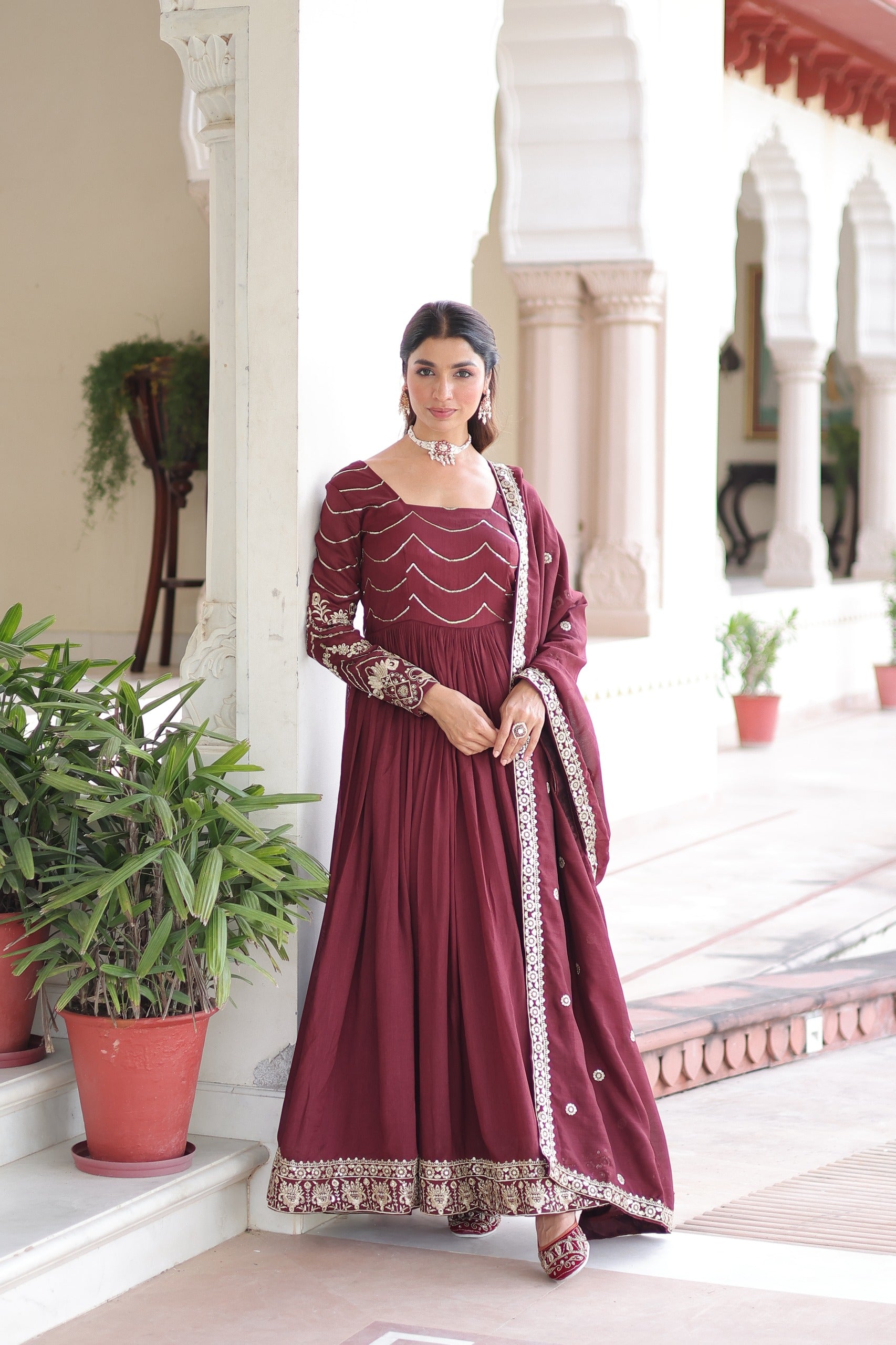Vichitra Silk Gown