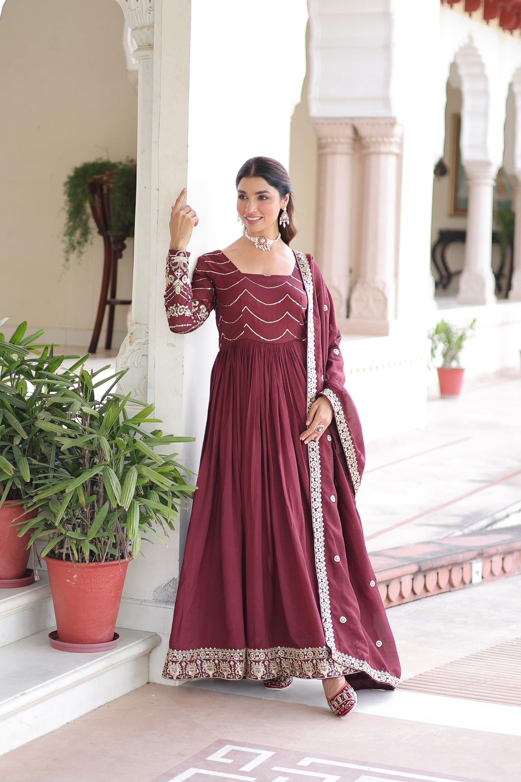 Vichitra Silk Gown