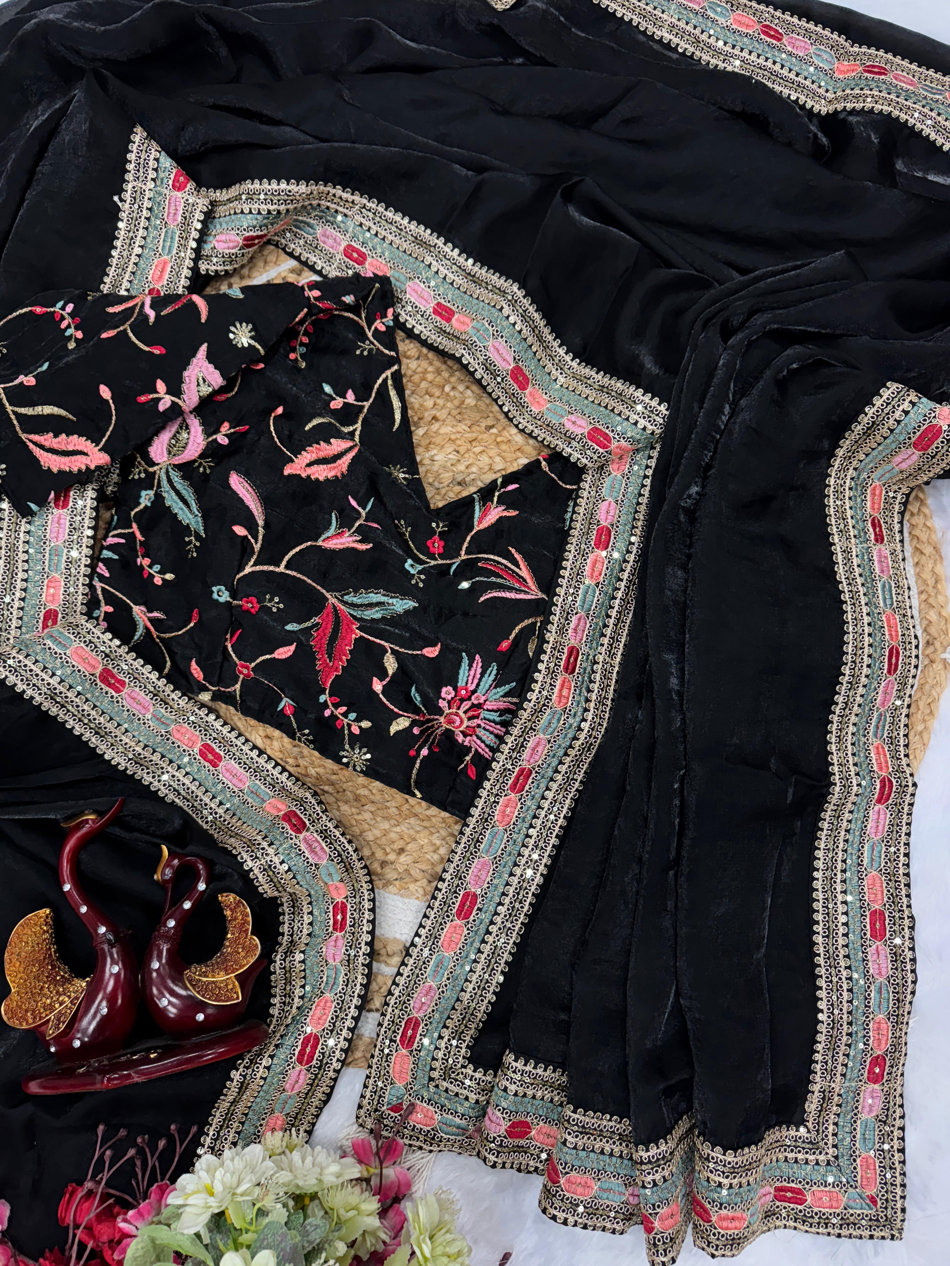 Pure Space Silk Embroidery Saree