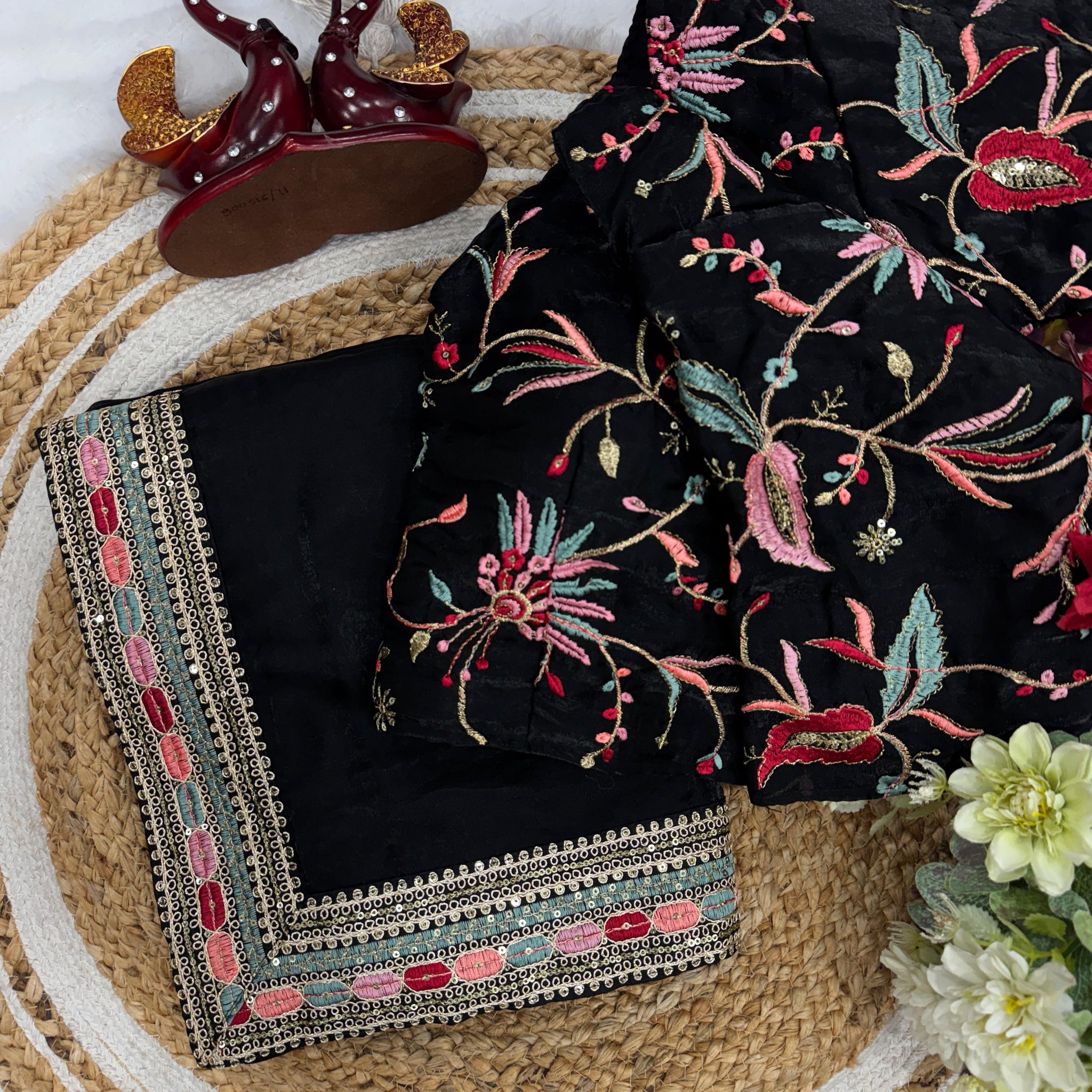 Pure Space Silk Embroidery Saree