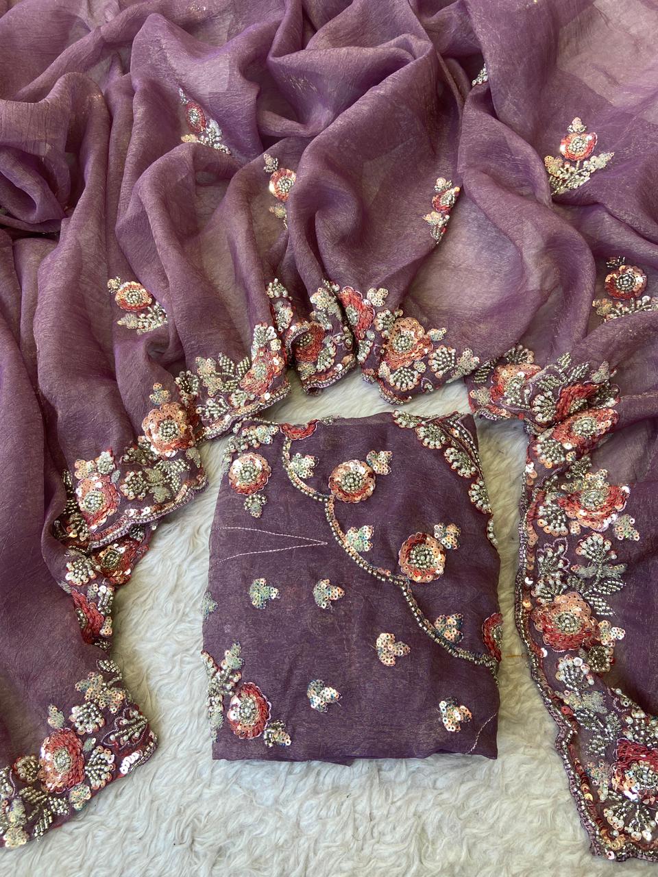 Chiffon Handwork  Saree