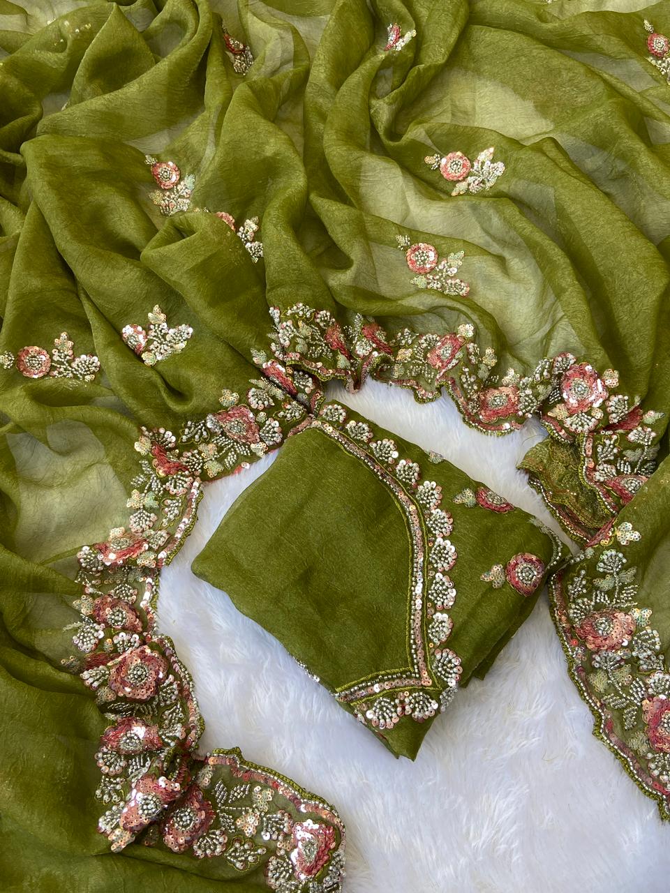 Chiffon Handwork  Saree