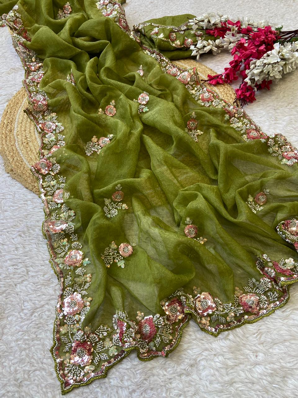 Chiffon Handwork  Saree
