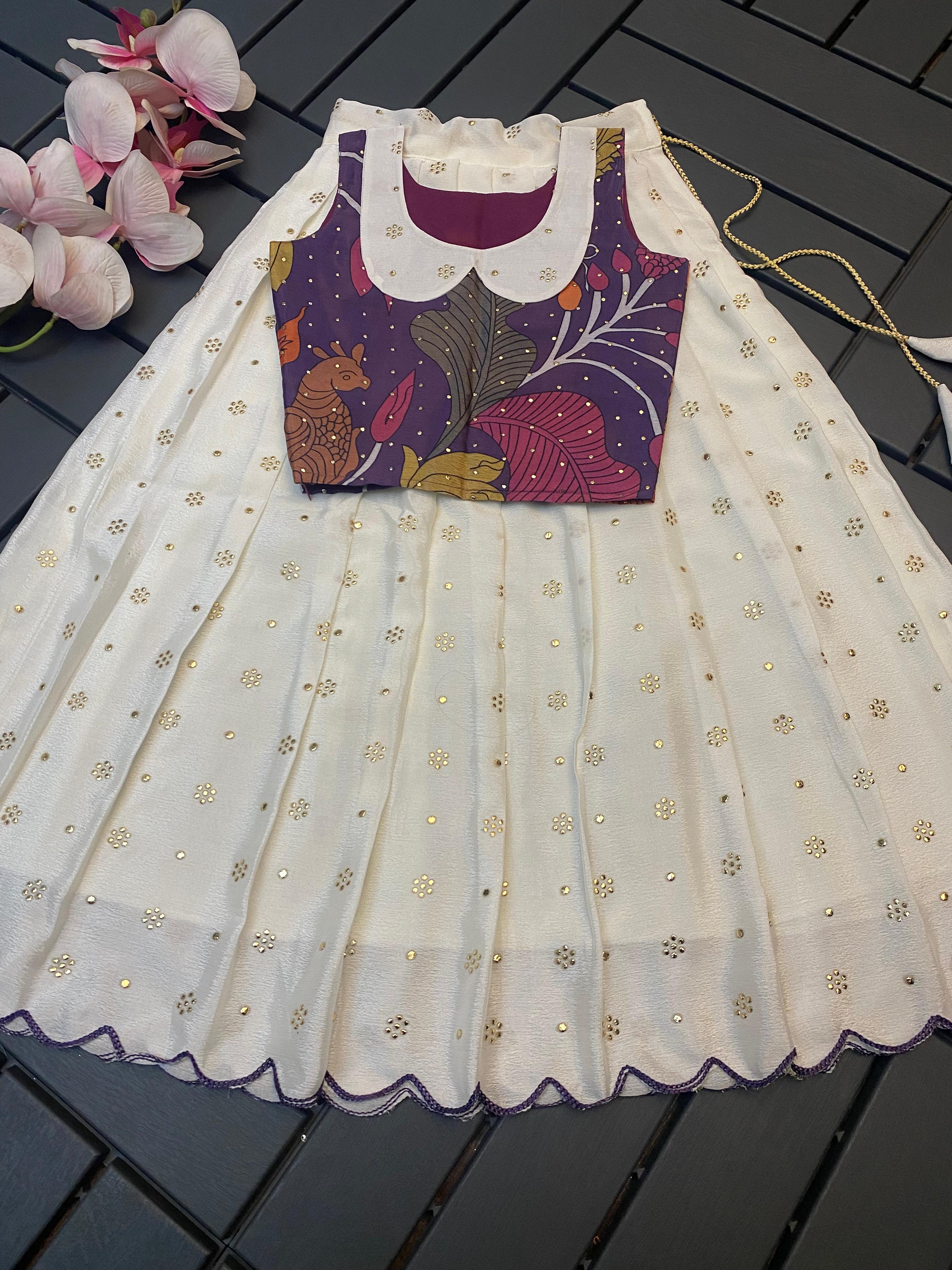 Soft Chinnon Silk Kids Lehenga