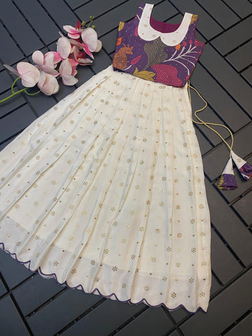 Soft Chinnon Silk Kids Lehenga