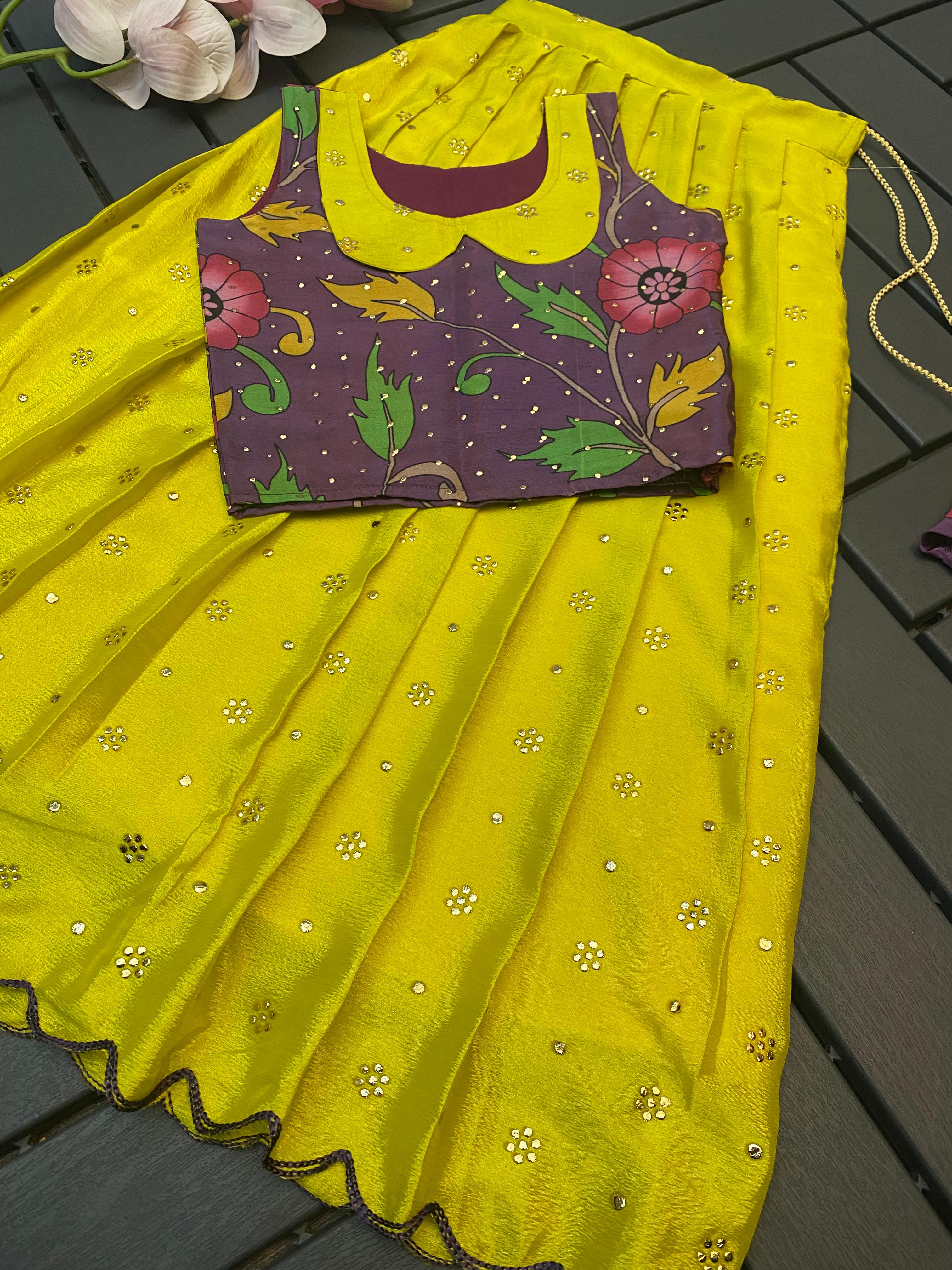 Soft Chinnon Silk Kids Lehenga
