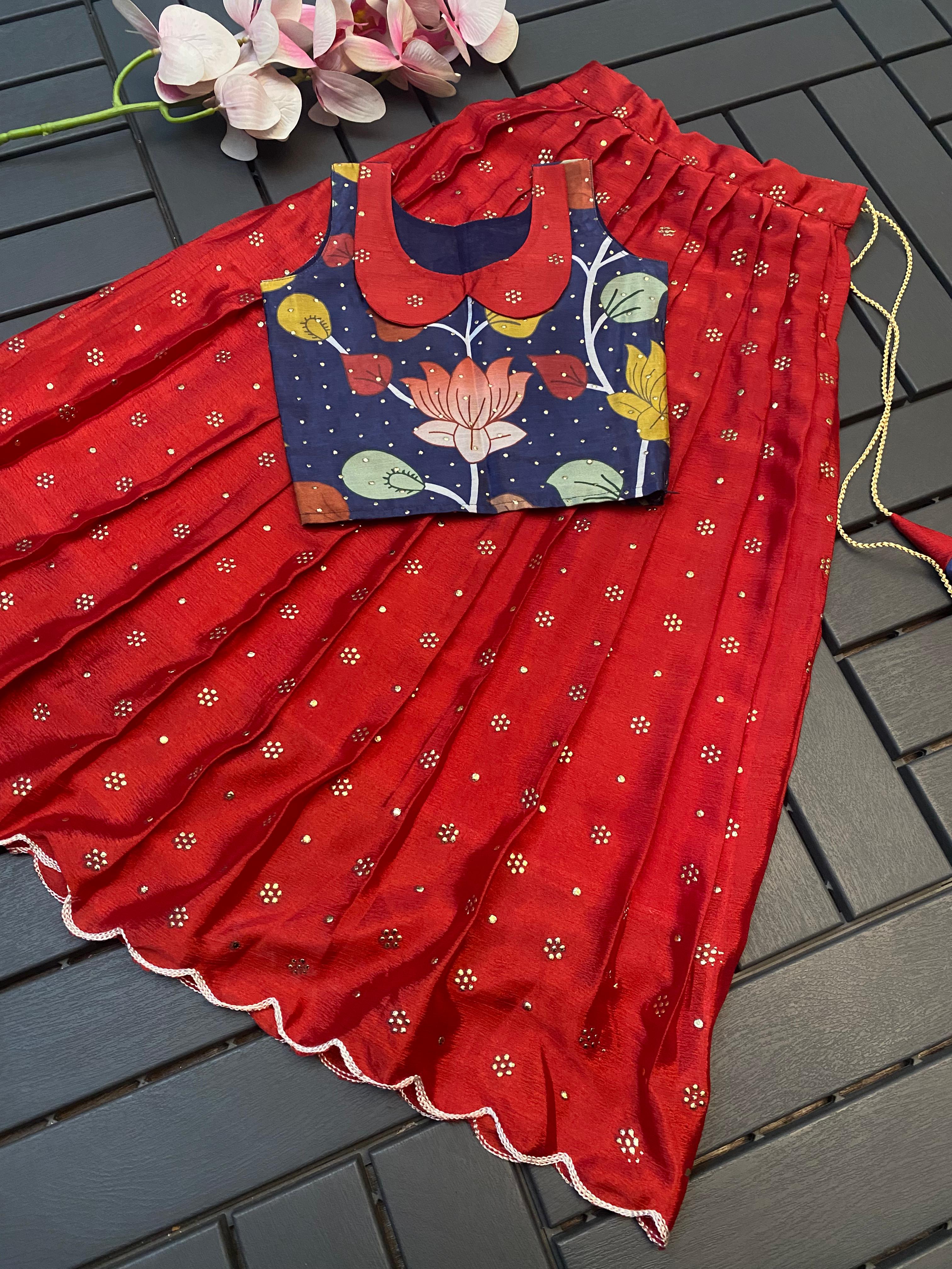 Soft Chinnon Silk Kids Lehenga