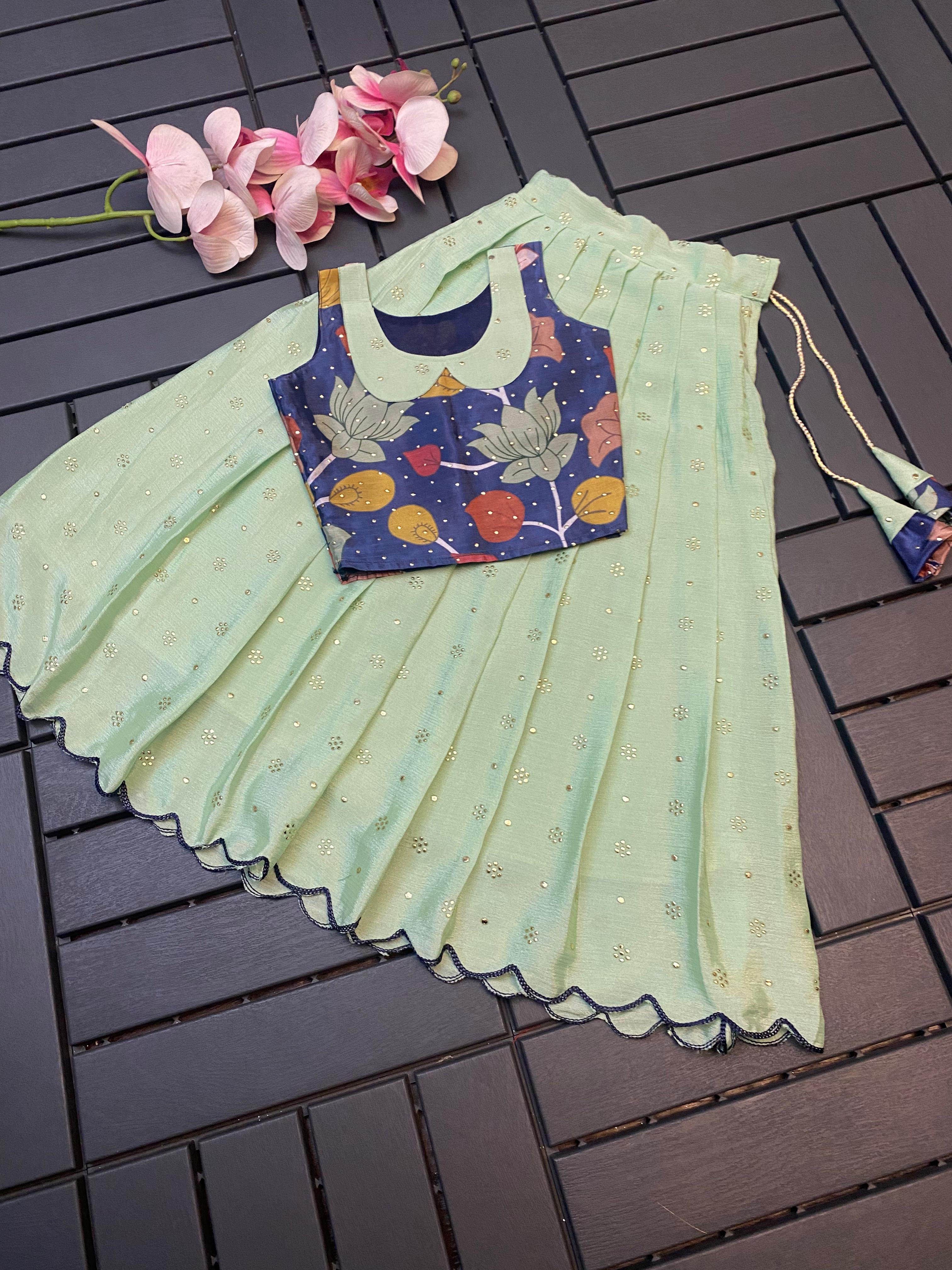 Soft Chinnon Silk Kids Lehenga
