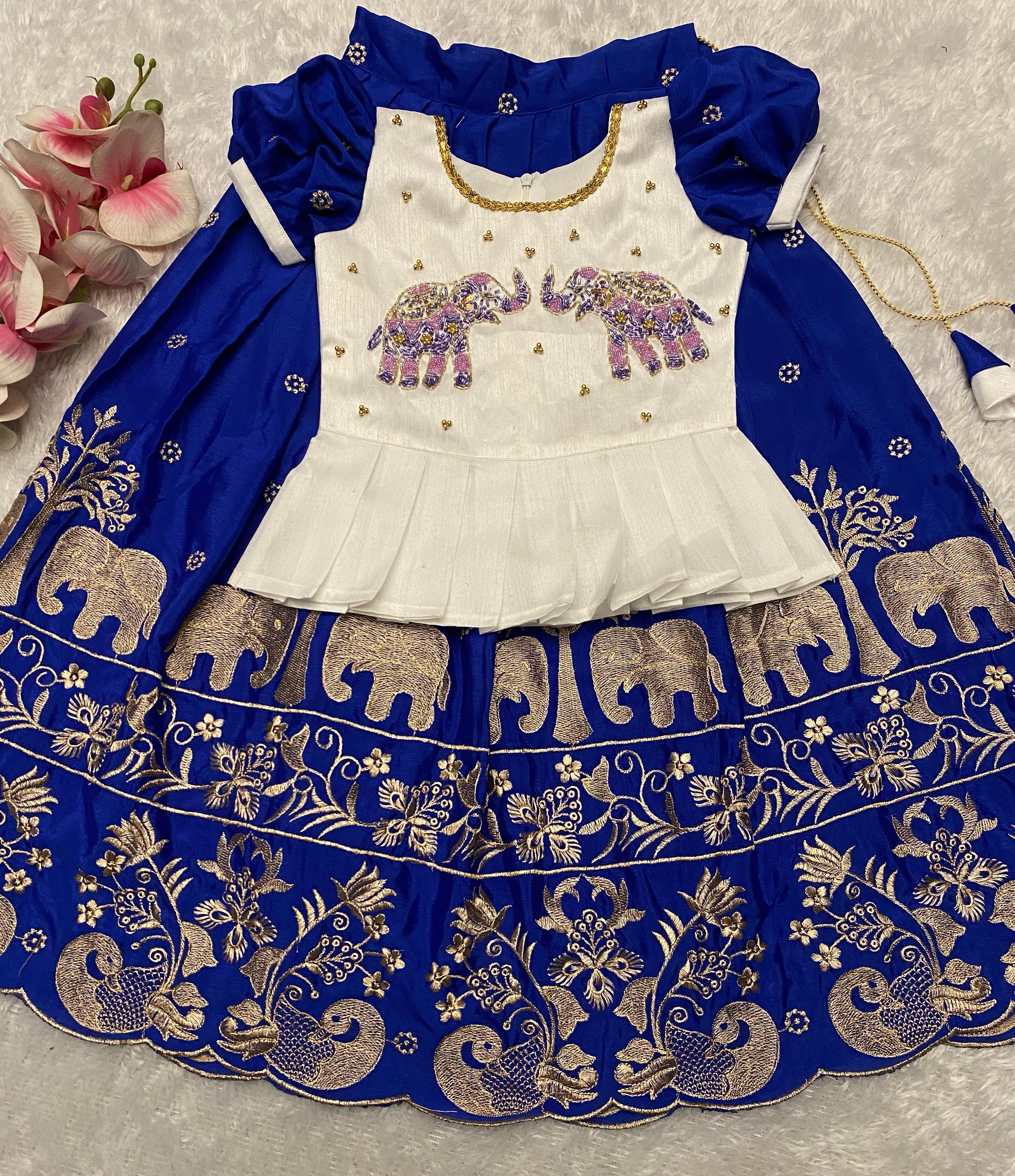 Soft Chinnon Silk Kids Lehenga