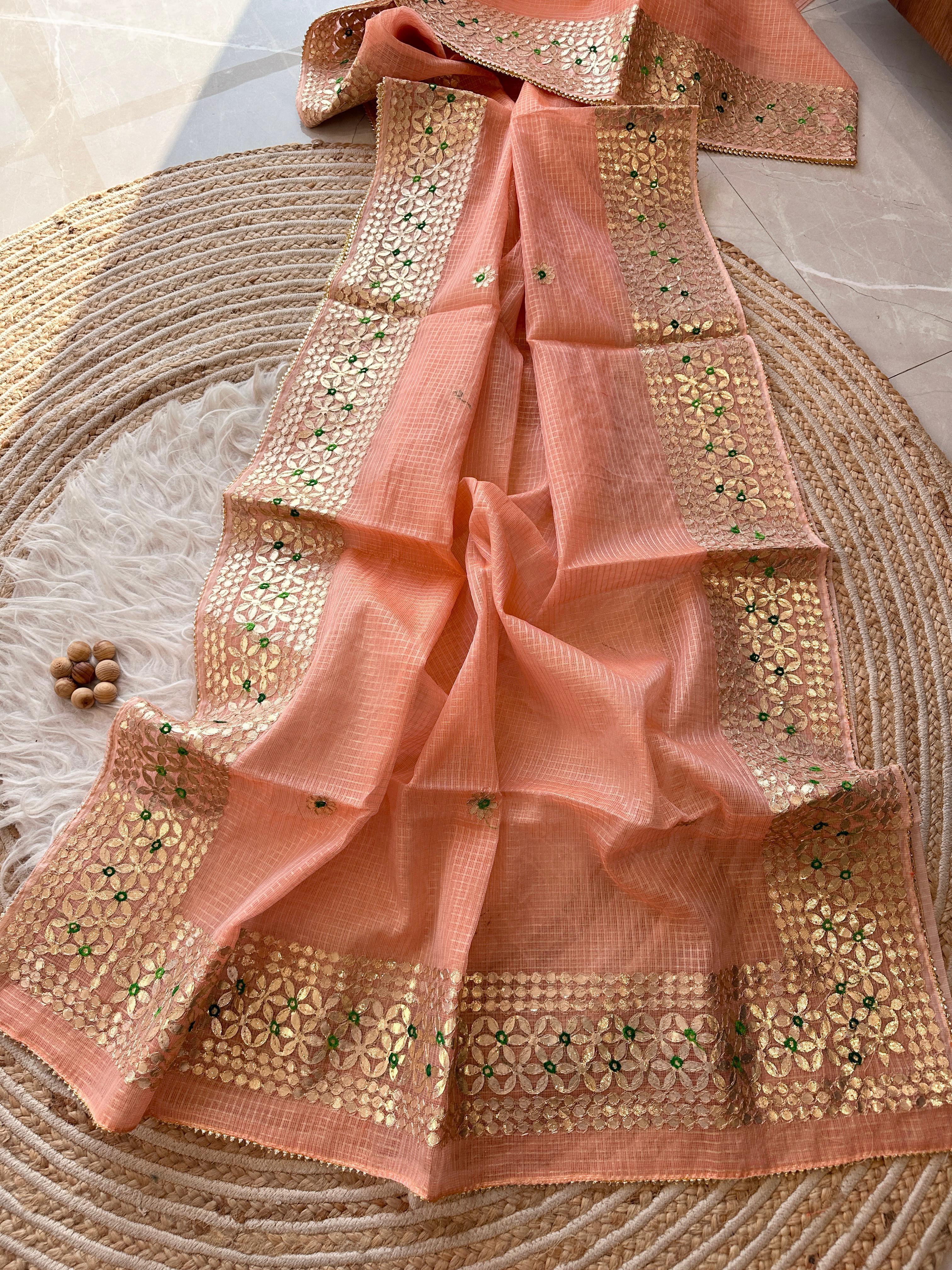 Soft Kota doriya Saree with Gotapatti Work