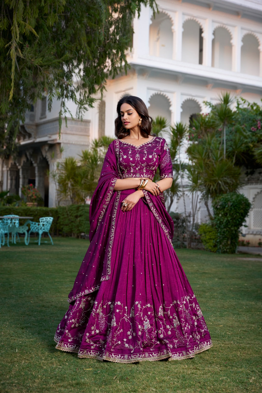 Vichitra Silk Sequins Lehenga Choli