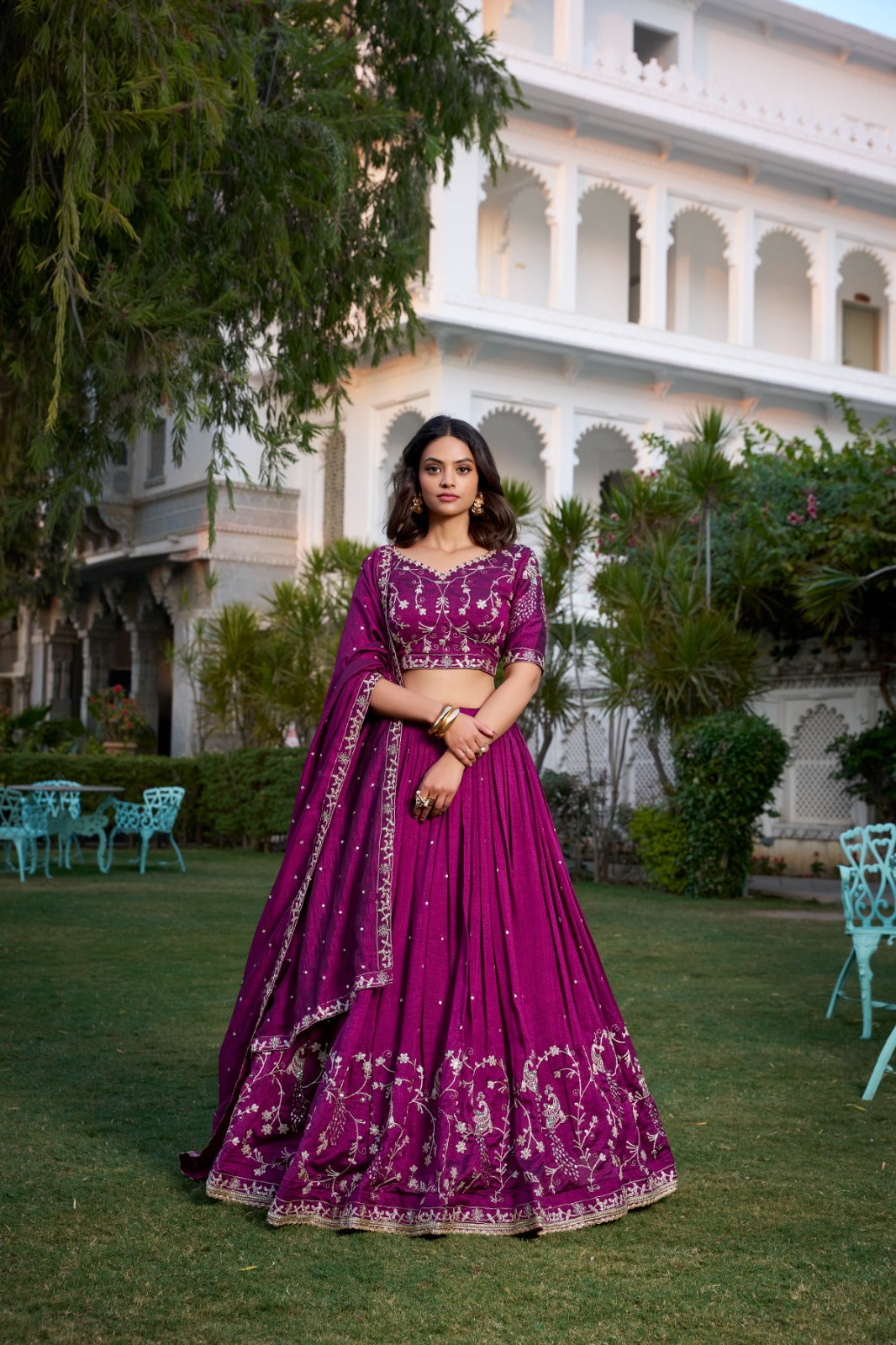 Vichitra Silk Sequins Lehenga Choli