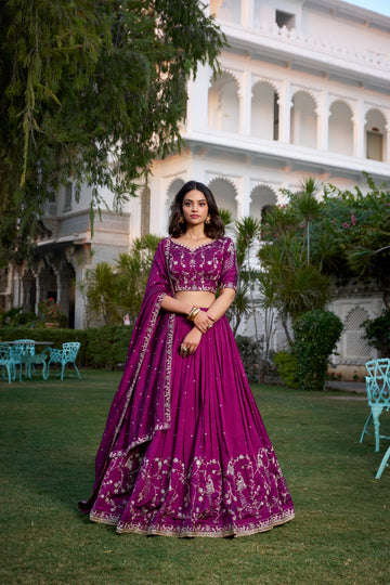 Vichitra Silk Sequins Lehenga Choli
