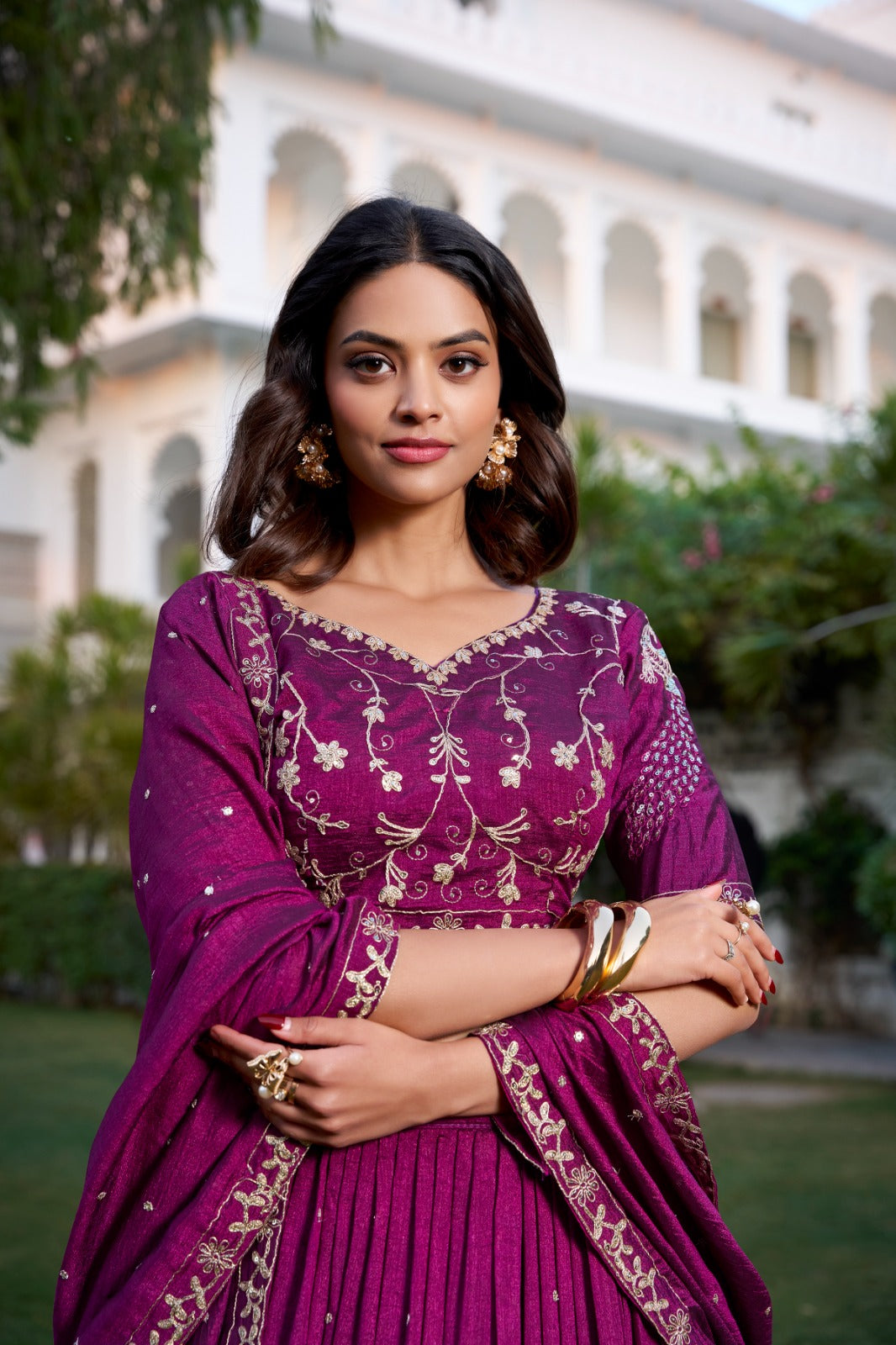 Vichitra Silk Sequins Lehenga Choli