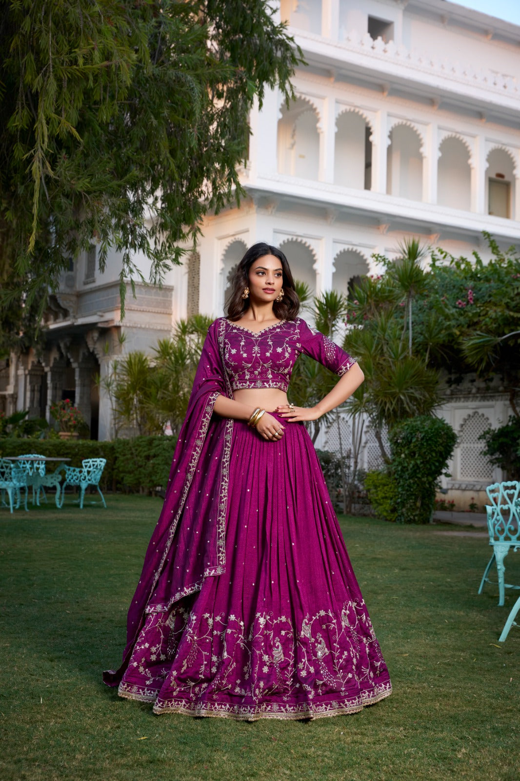Vichitra Silk Sequins Lehenga Choli