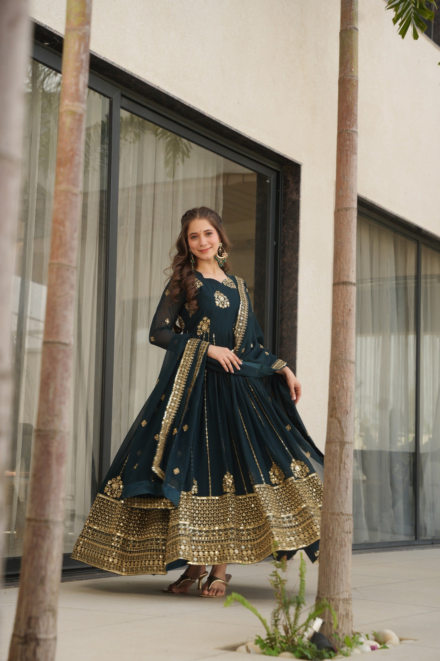 Designer Readymade Gown-Dupatta