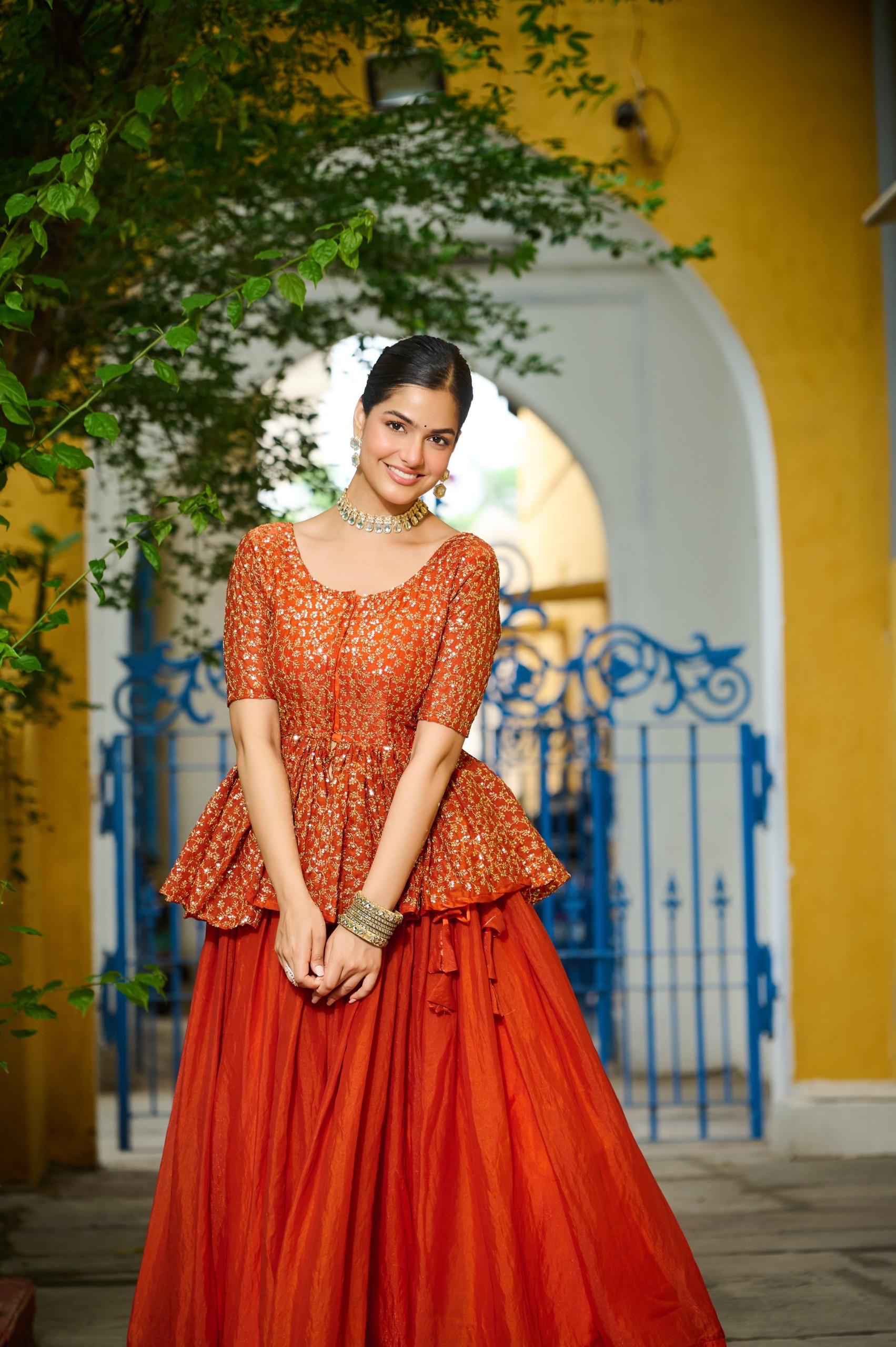Designer Sequins Embroiderd Readymade Lehenga choli