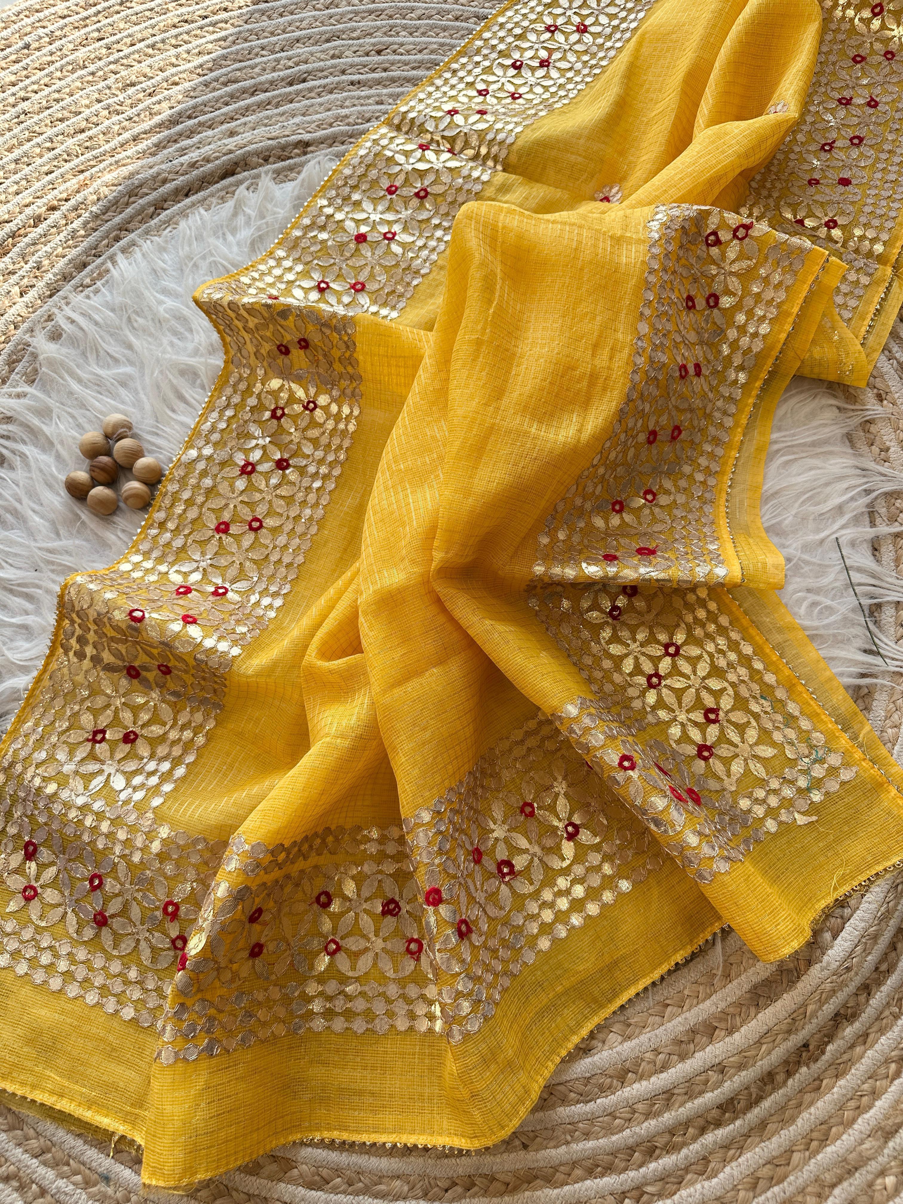 Soft Kota doriya Saree with Gotapatti Work