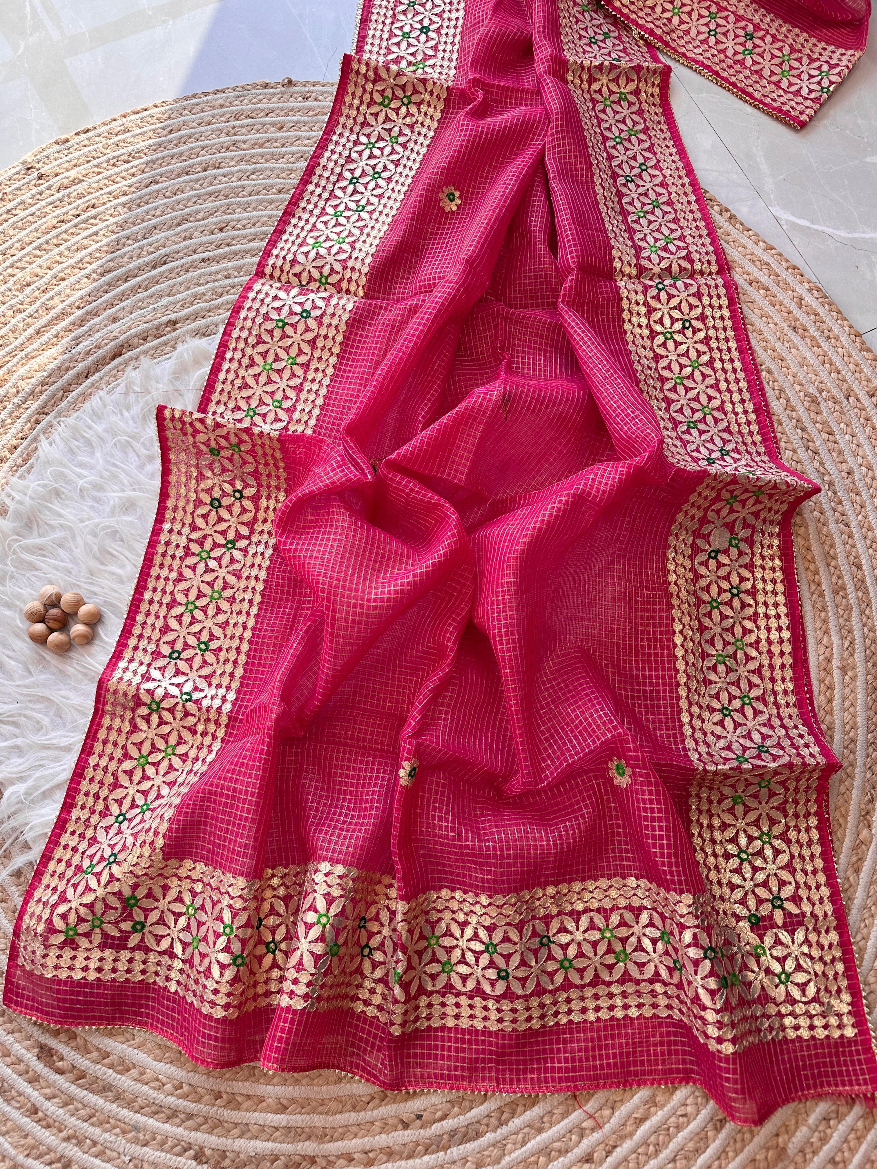 Soft Kota doriya Saree with Gotapatti Work