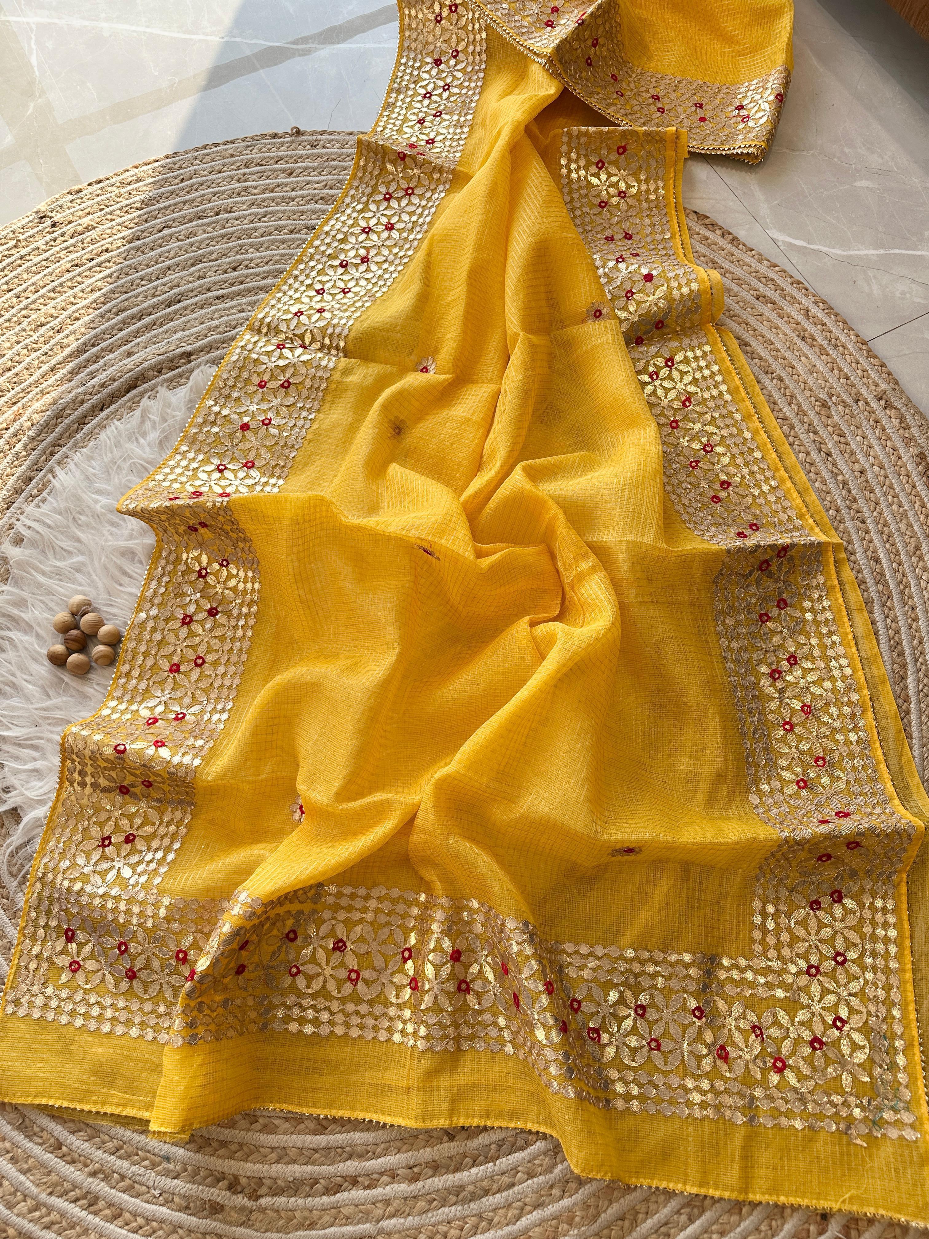 Soft Kota doriya Saree with Gotapatti Work