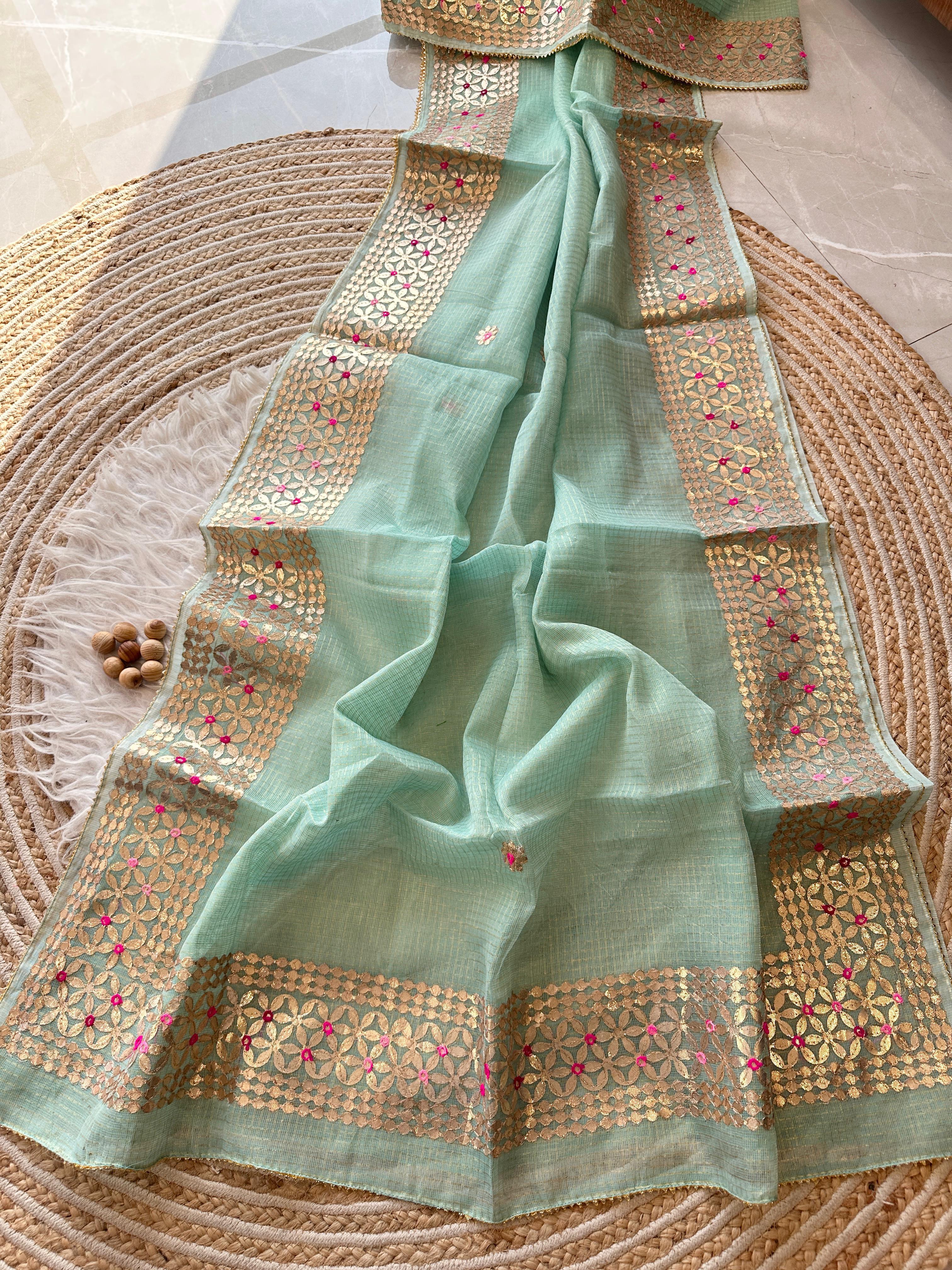 Soft Kota doriya Saree with Gotapatti Work