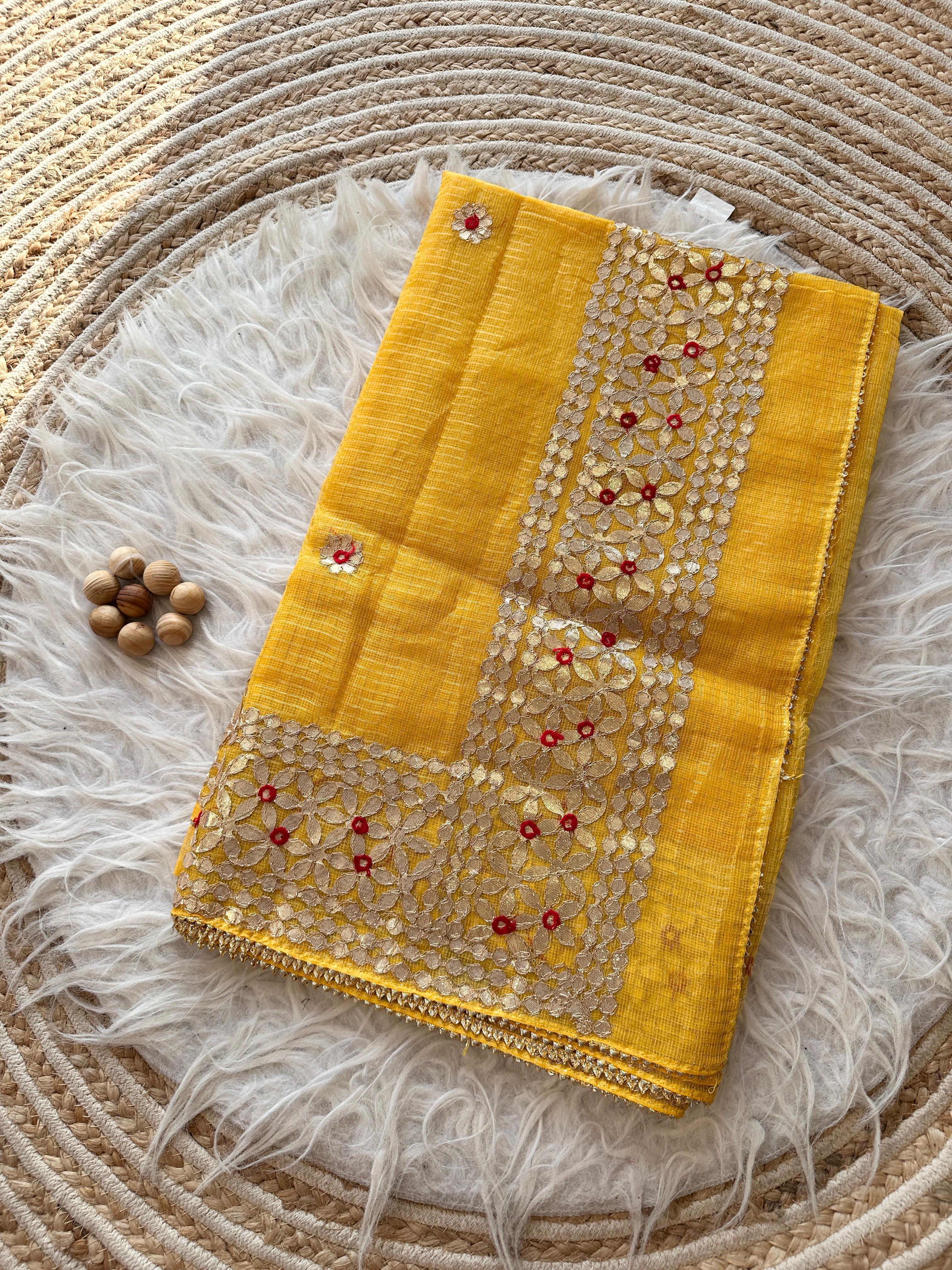 Soft Kota doriya Saree with Gotapatti Work