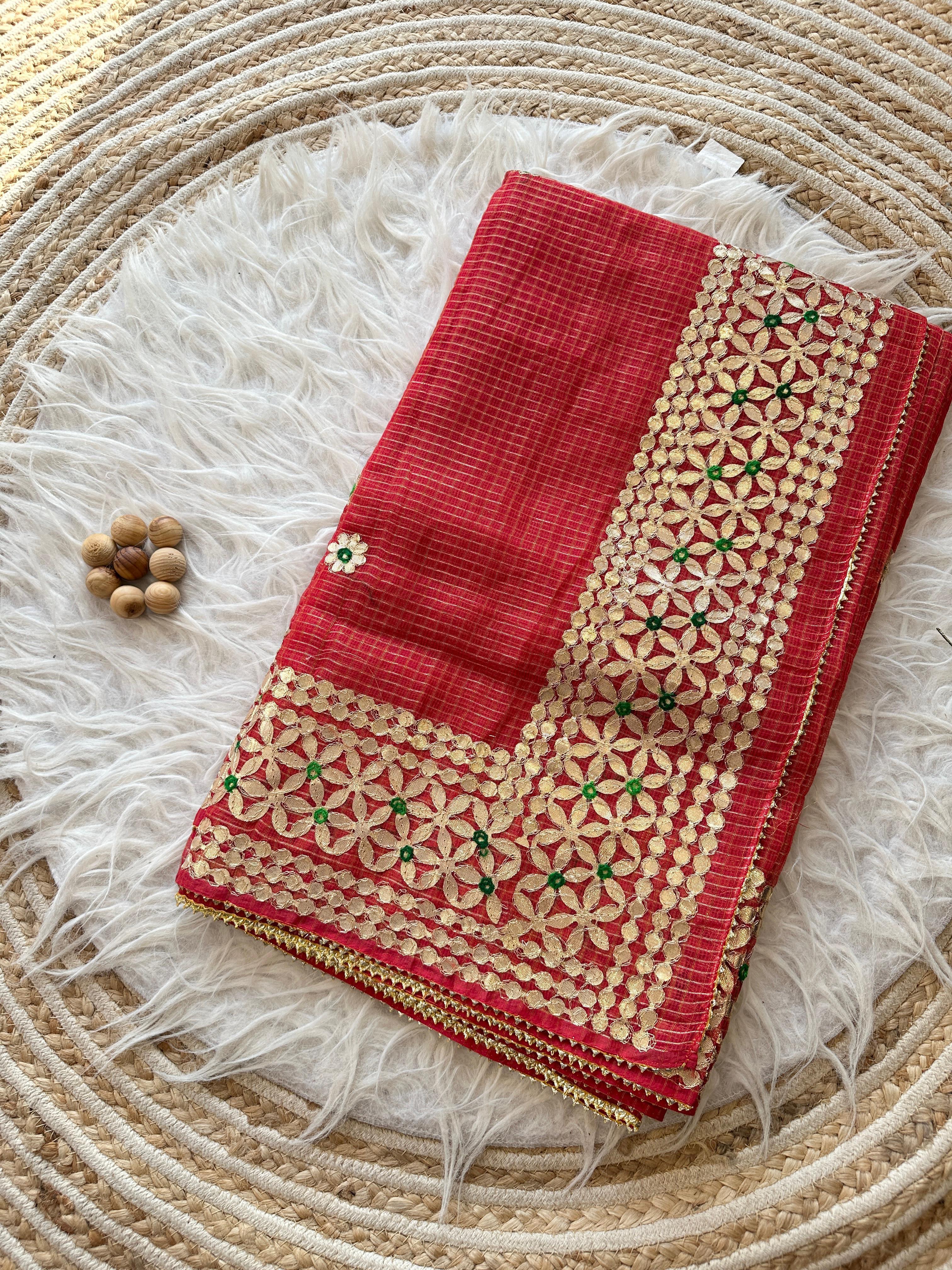 Soft Kota doriya Saree with Gotapatti Work