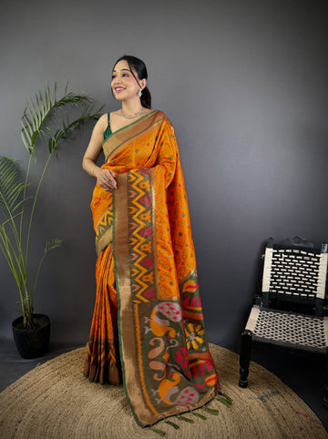 Soft Silk Saree With Ikkat Patola
