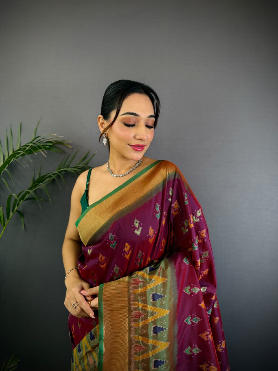 Soft Silk Saree With Ikkat Patola