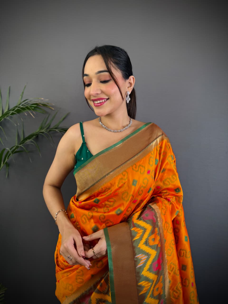 Soft Silk Saree With Ikkat Patola