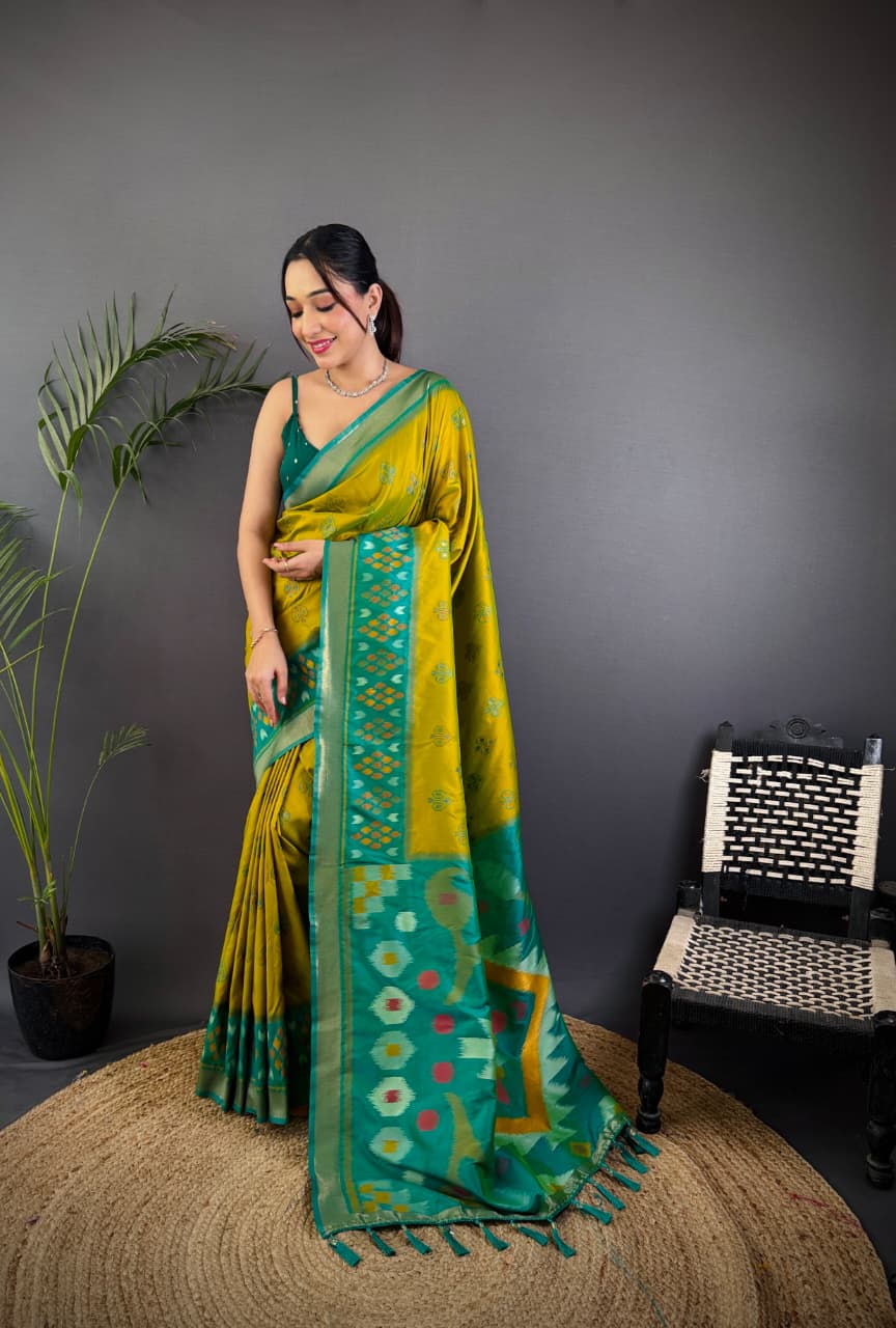 Soft Silk Saree With Ikkat Patola