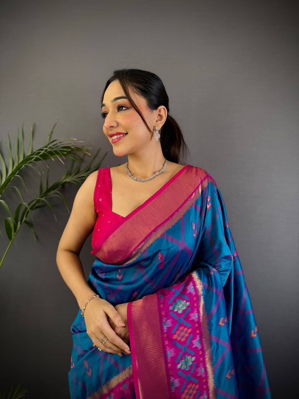 Soft Silk Saree With Ikkat Patola