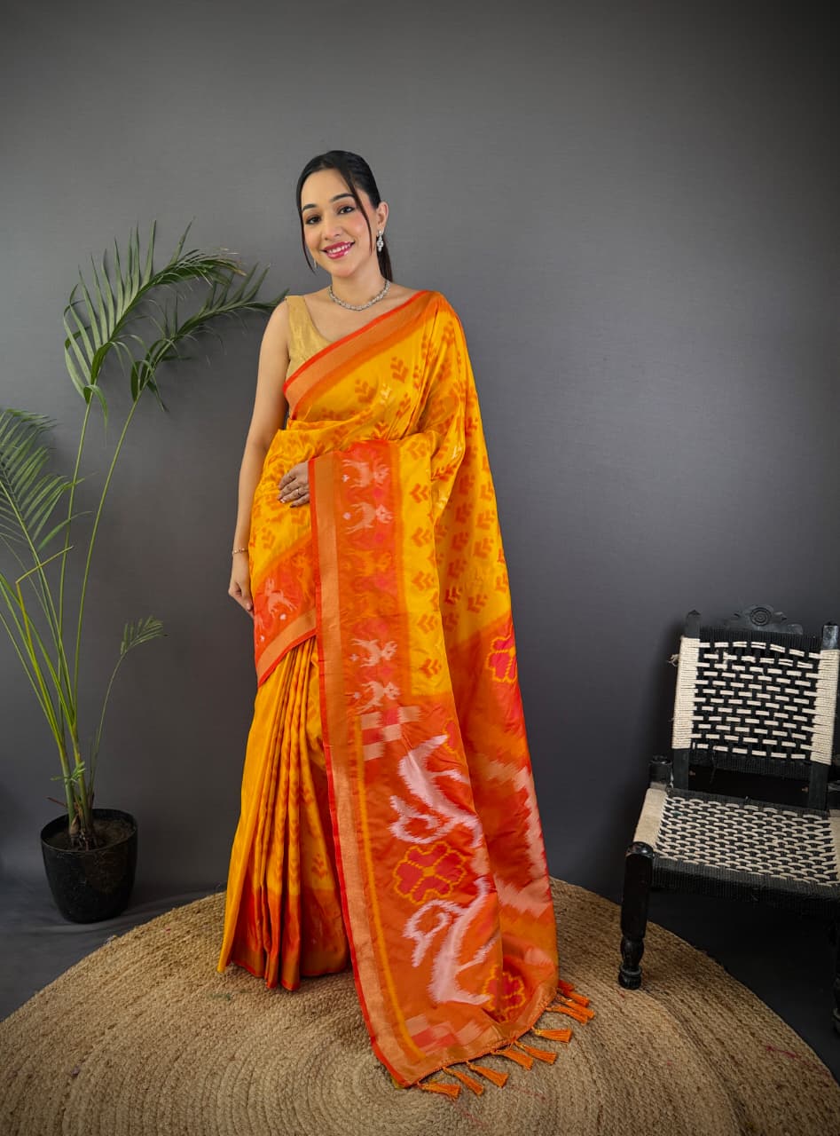Soft Silk Saree With Ikkat Patola