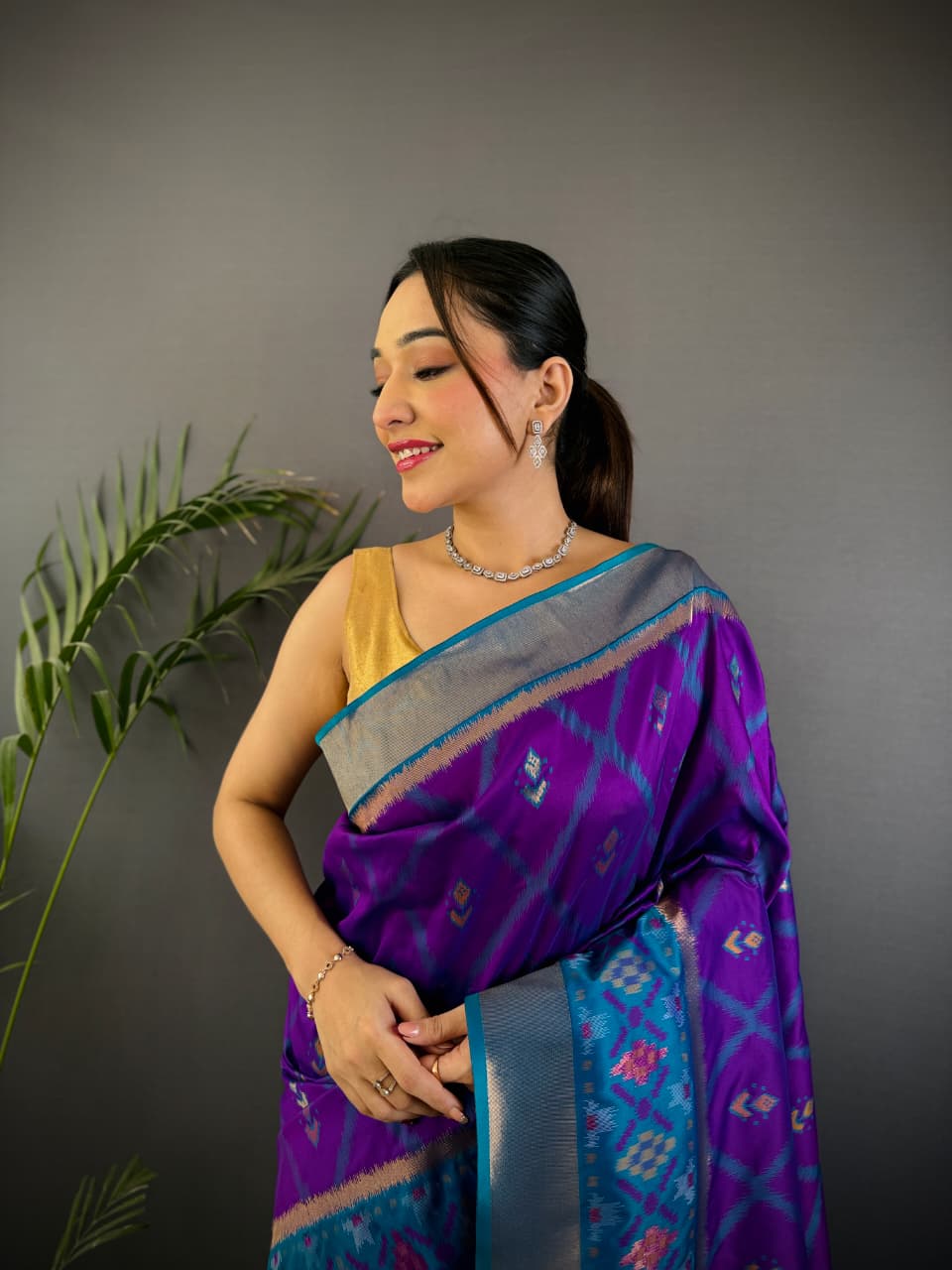 Soft Silk Saree With Ikkat Patola