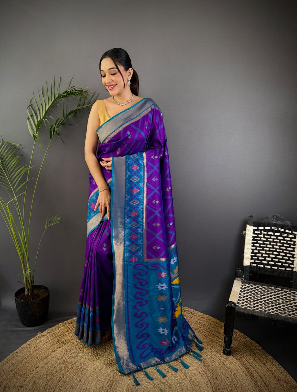 Soft Silk Saree With Ikkat Patola