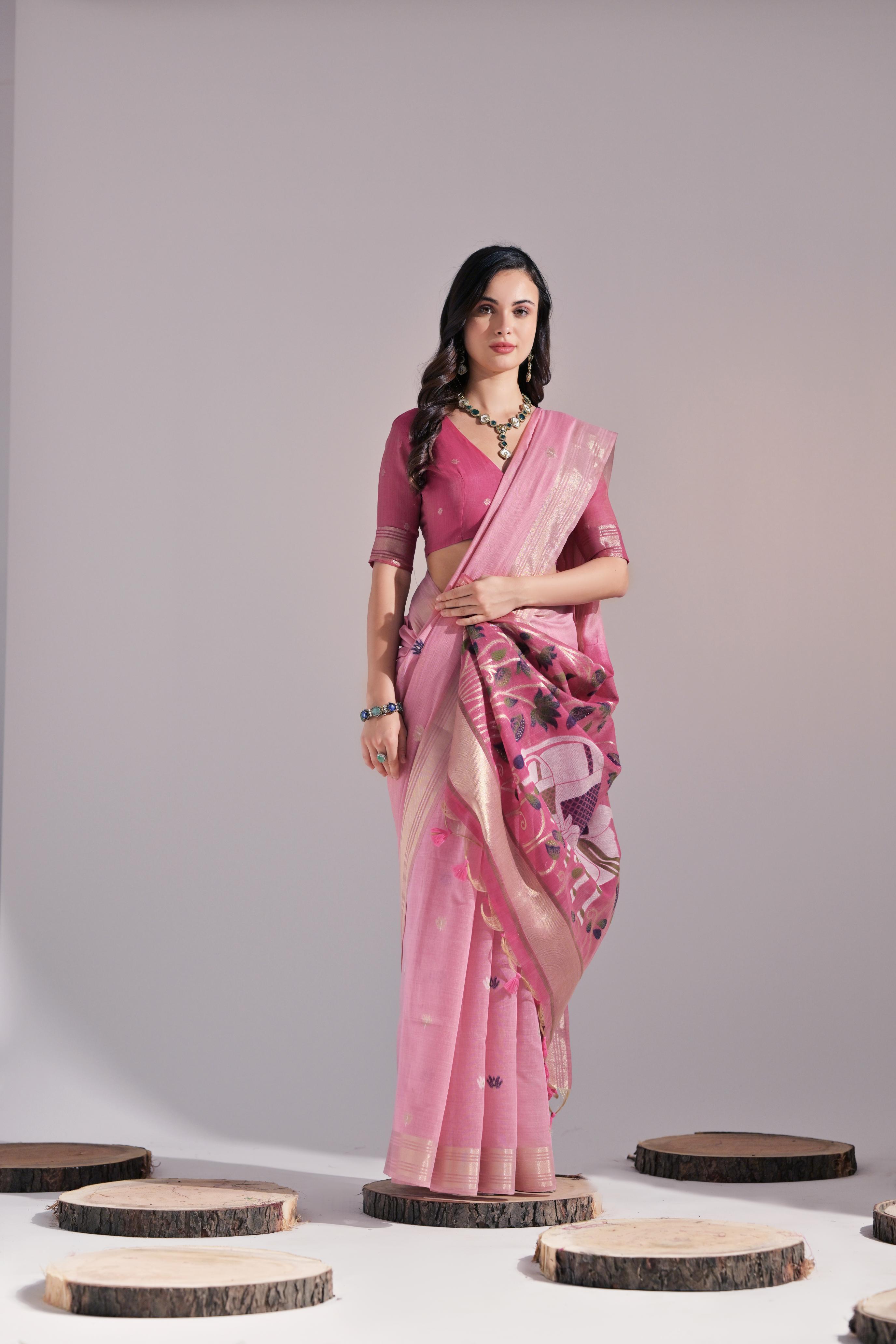 Soft Muga Cotton saree