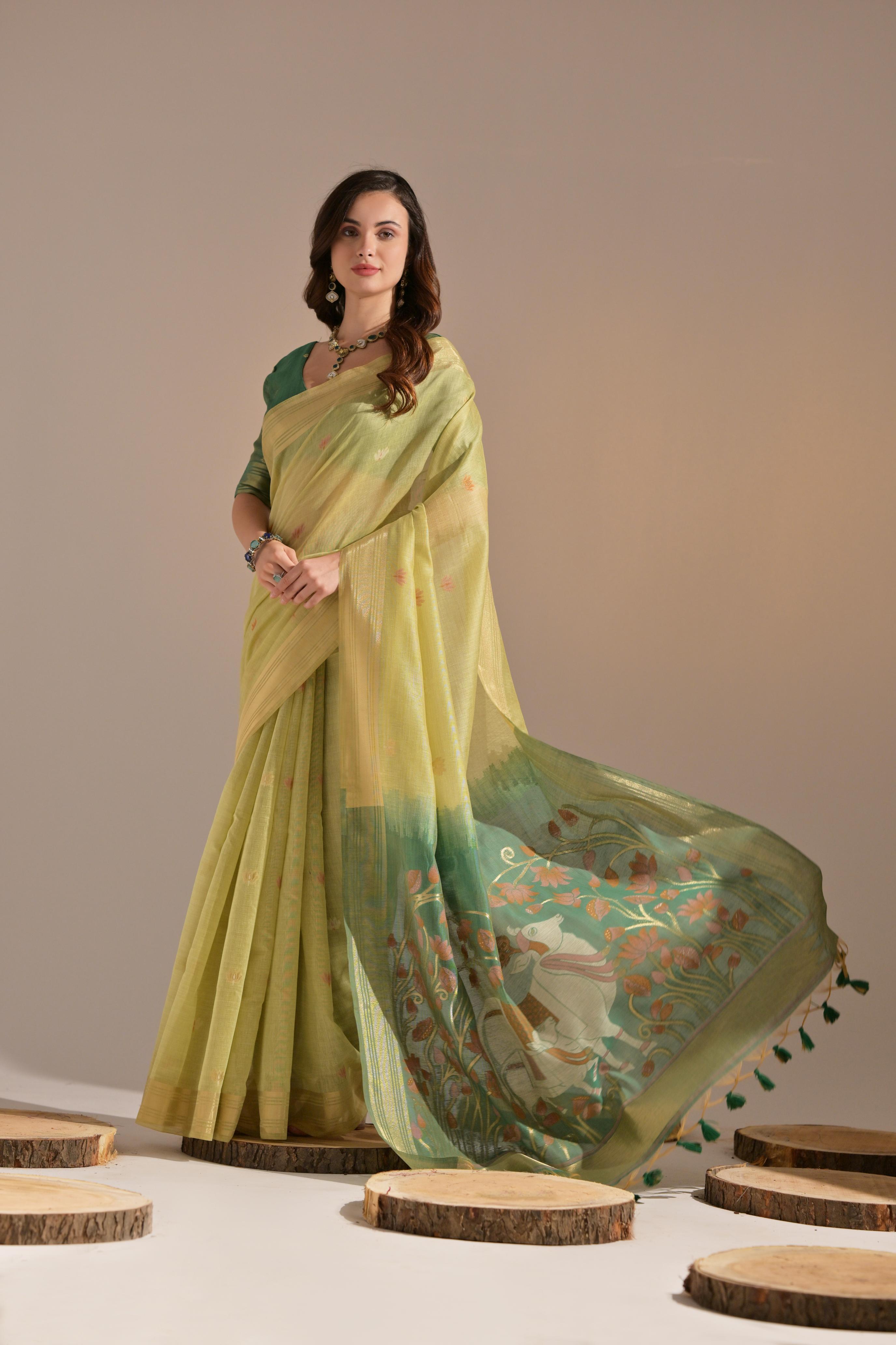 Soft Muga Cotton saree
