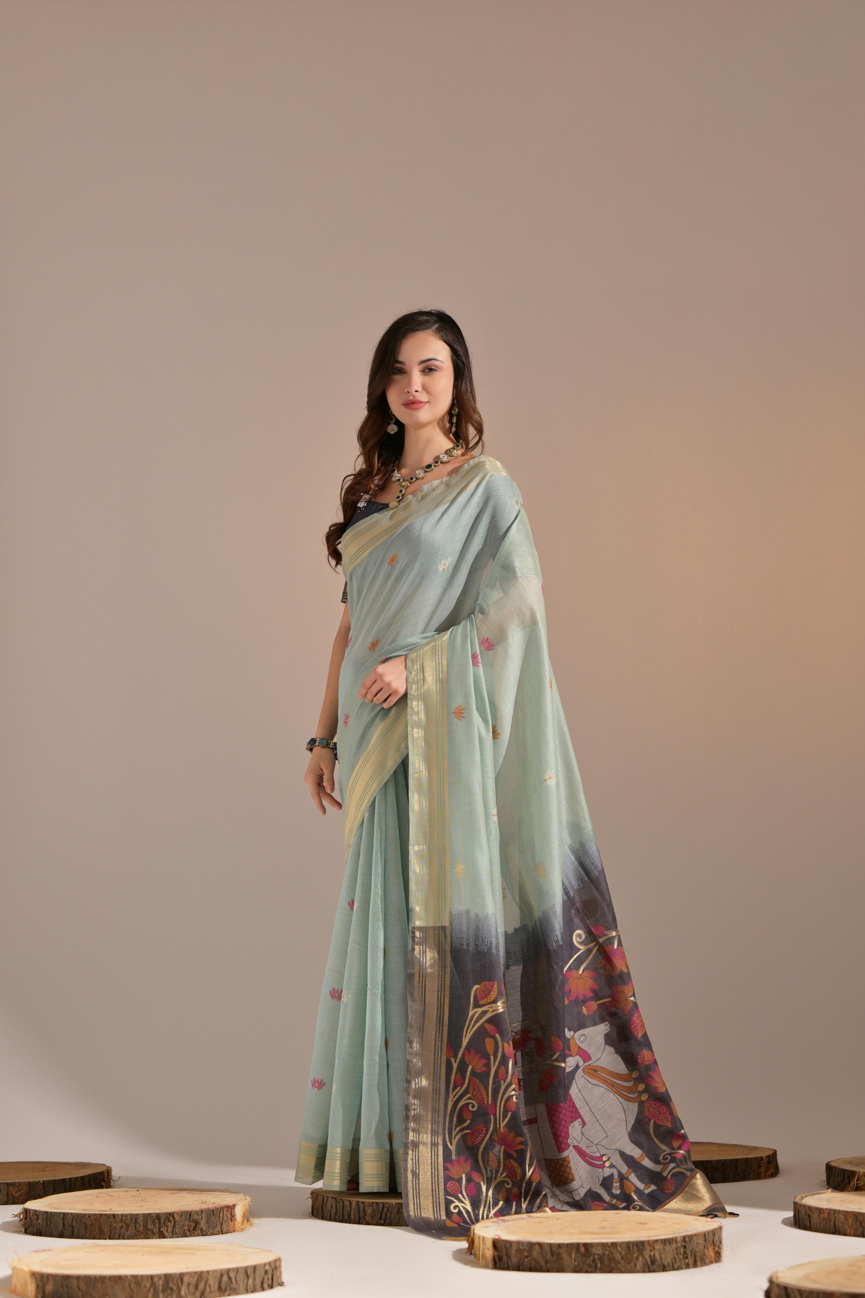 Soft Muga Cotton saree
