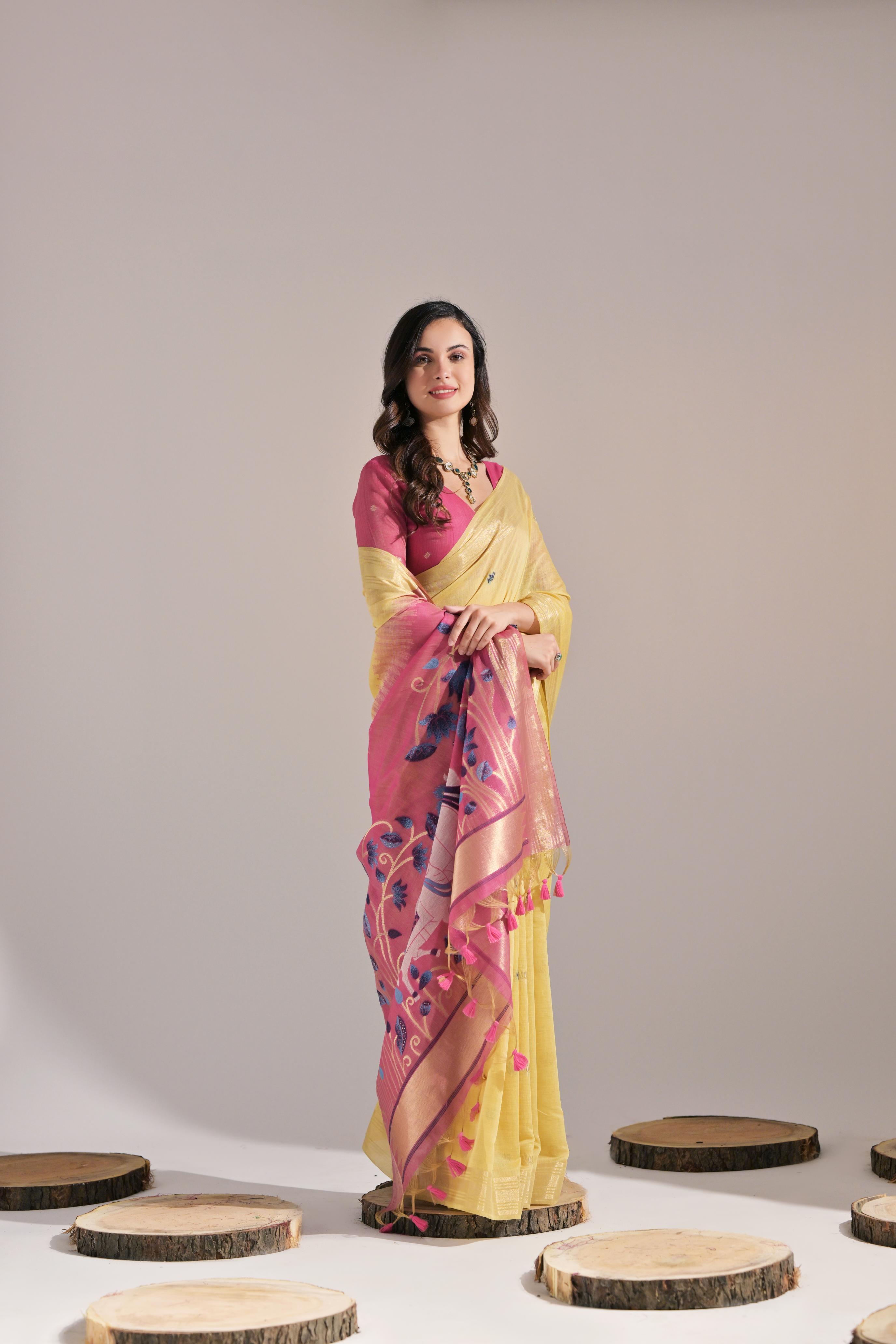 Soft Muga Cotton saree