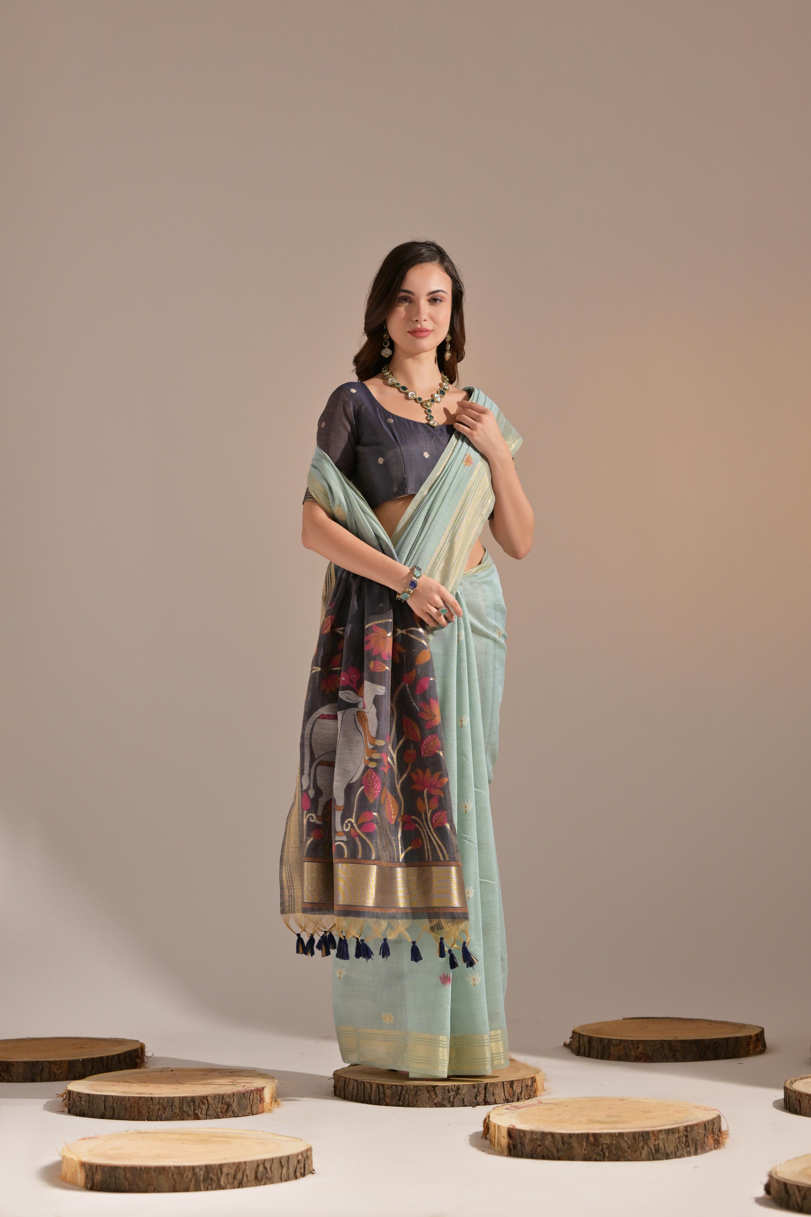 Soft Muga Cotton saree