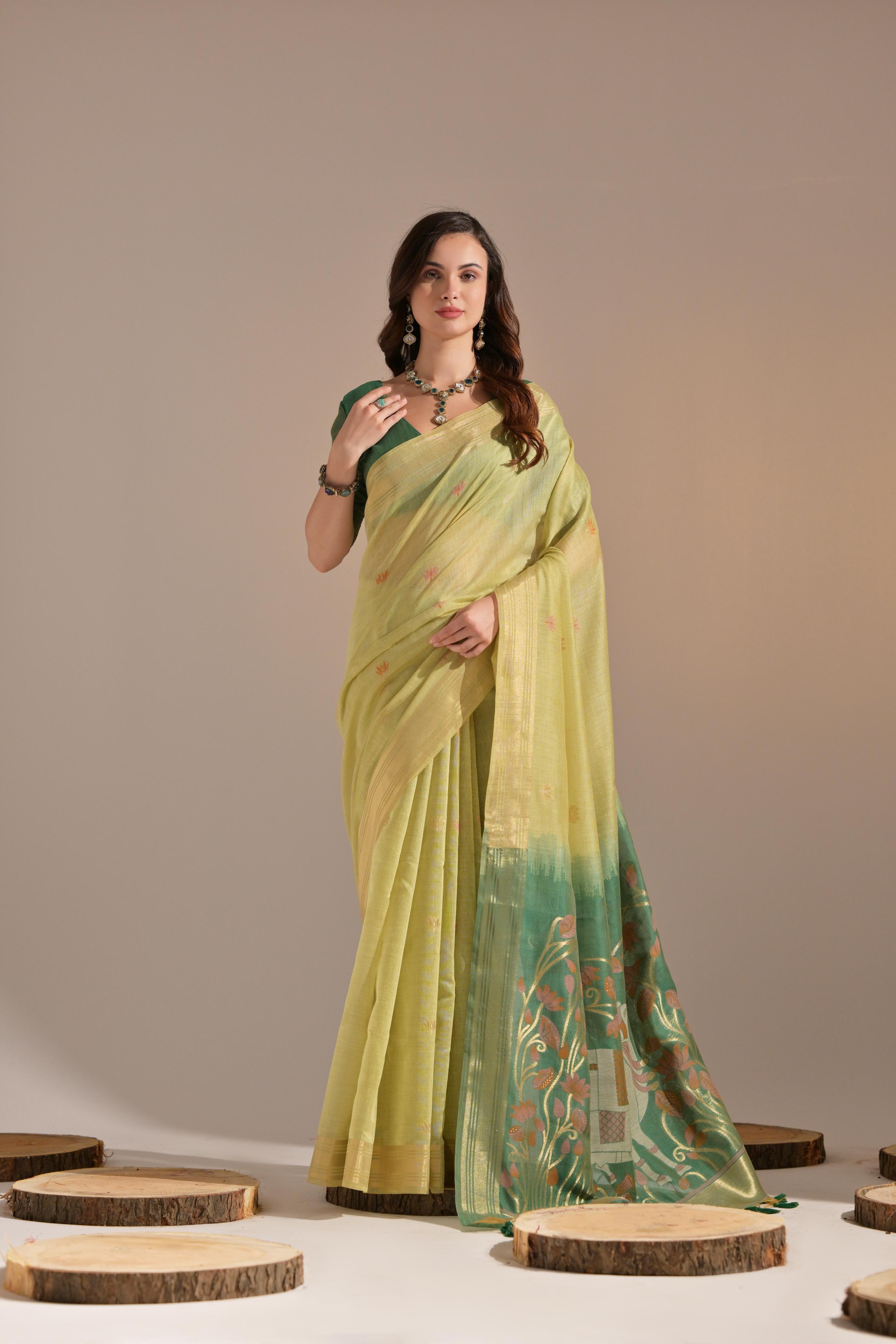 Soft Muga Cotton saree