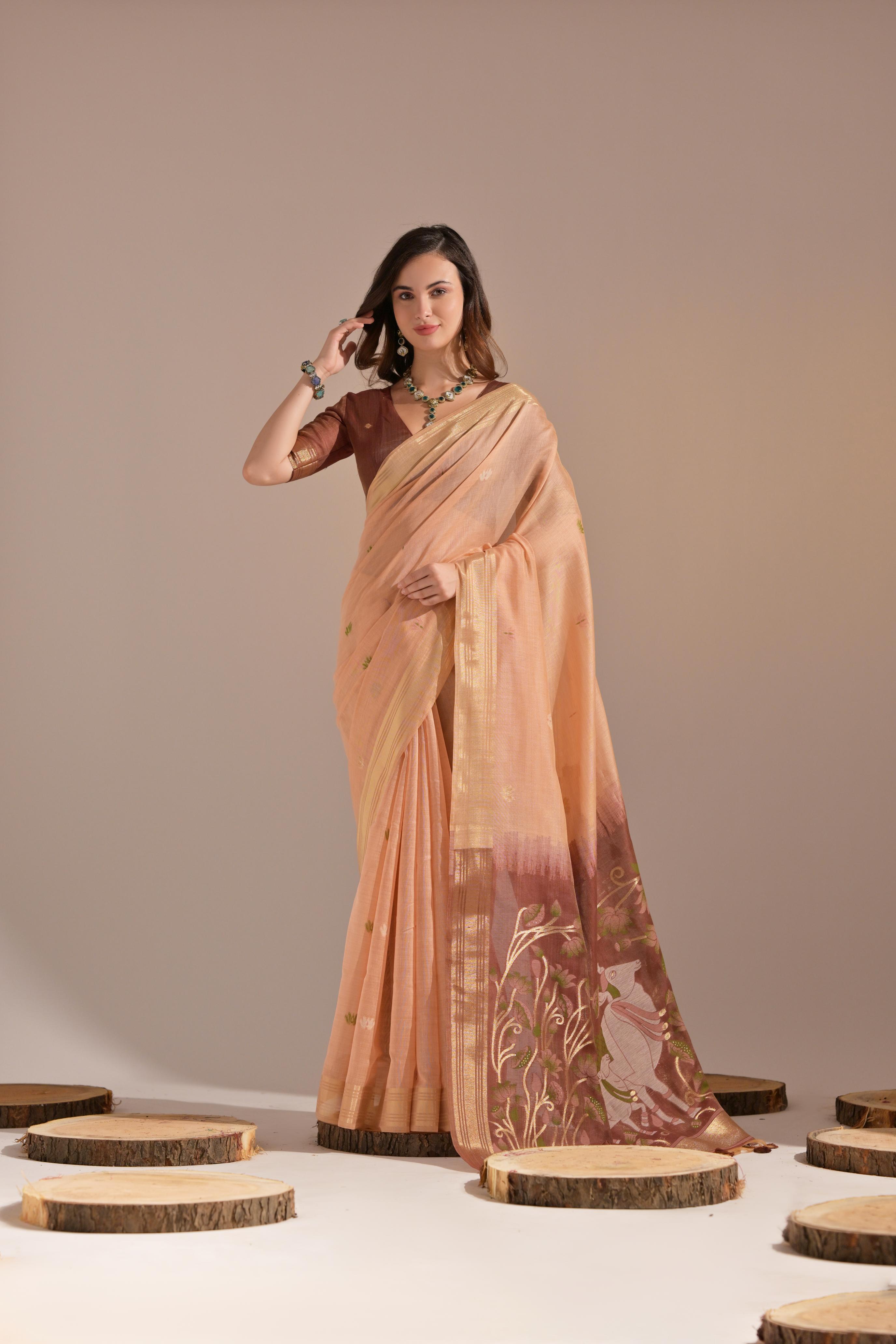Soft Muga Cotton saree
