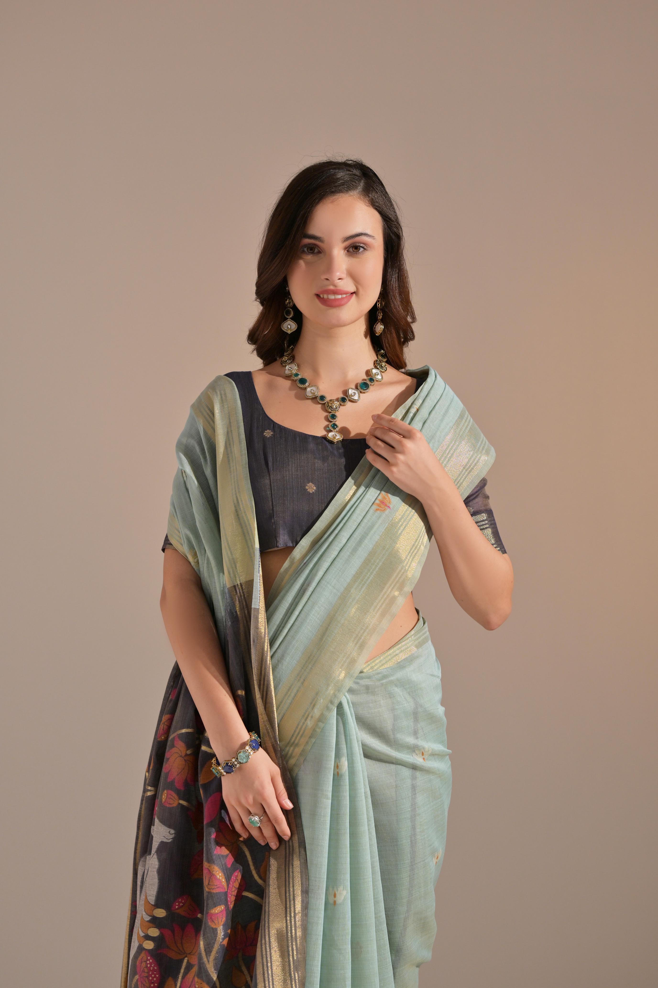 Soft Muga Cotton saree