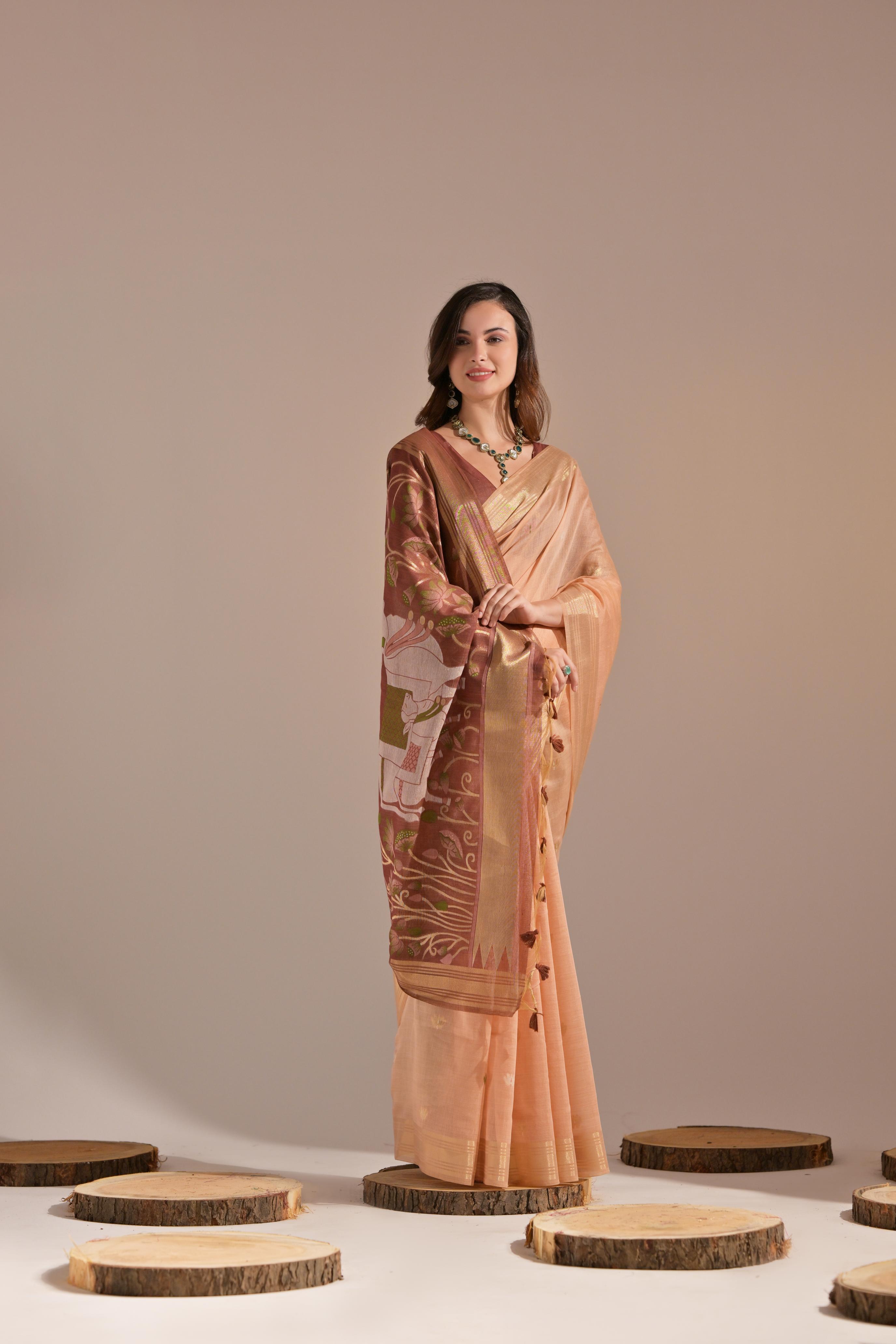 Soft Muga Cotton saree