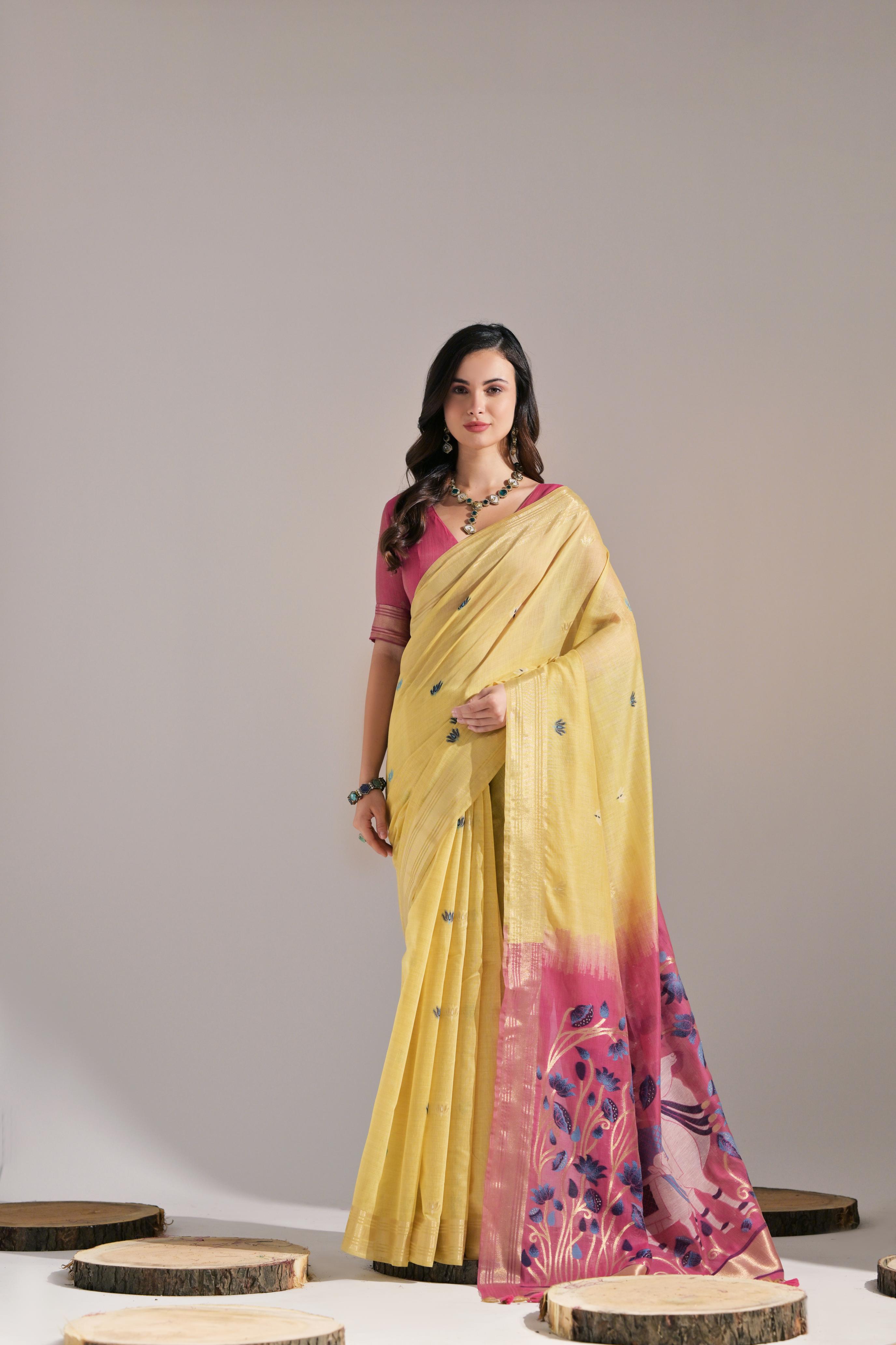 Soft Muga Cotton saree