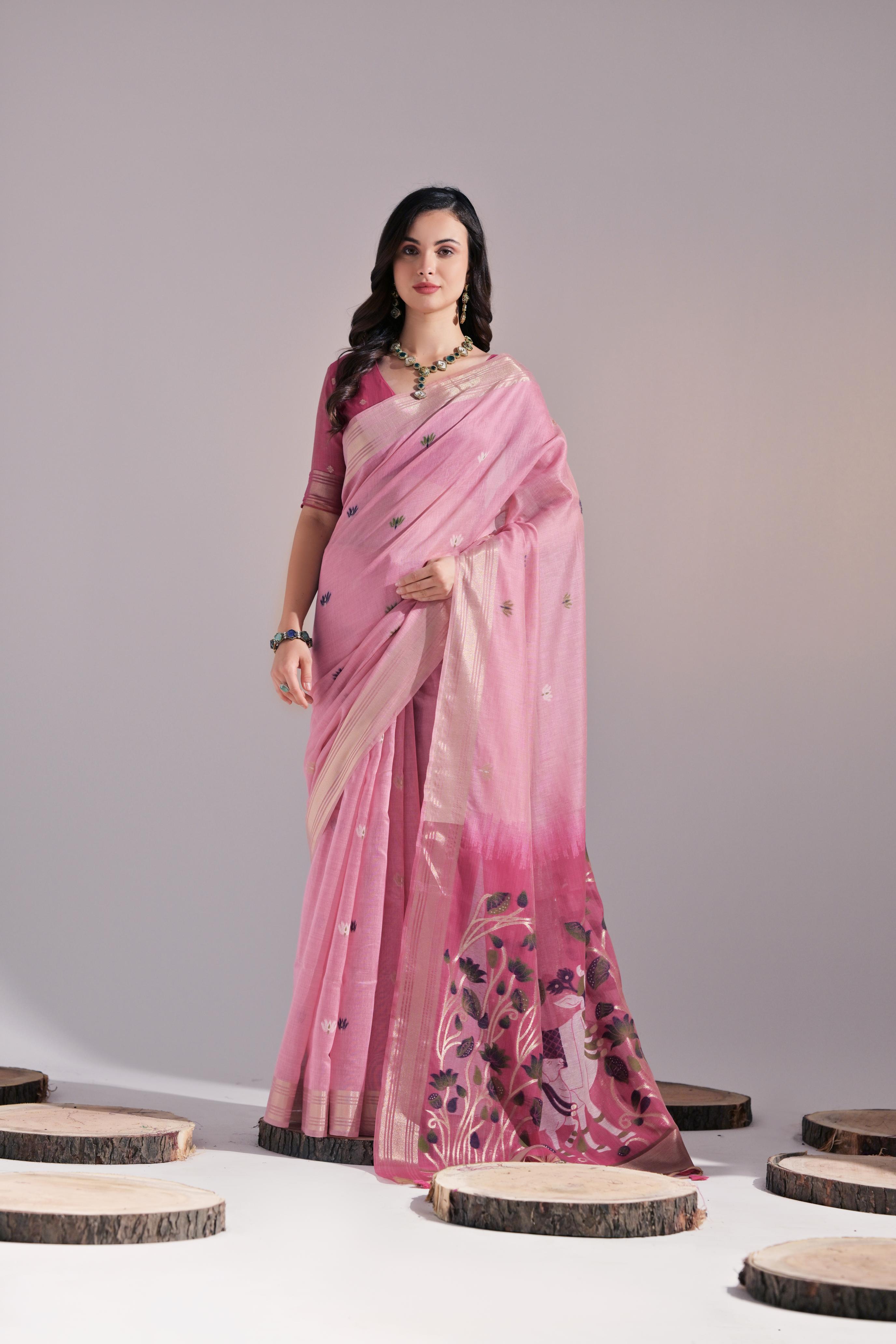 Soft Muga Cotton saree