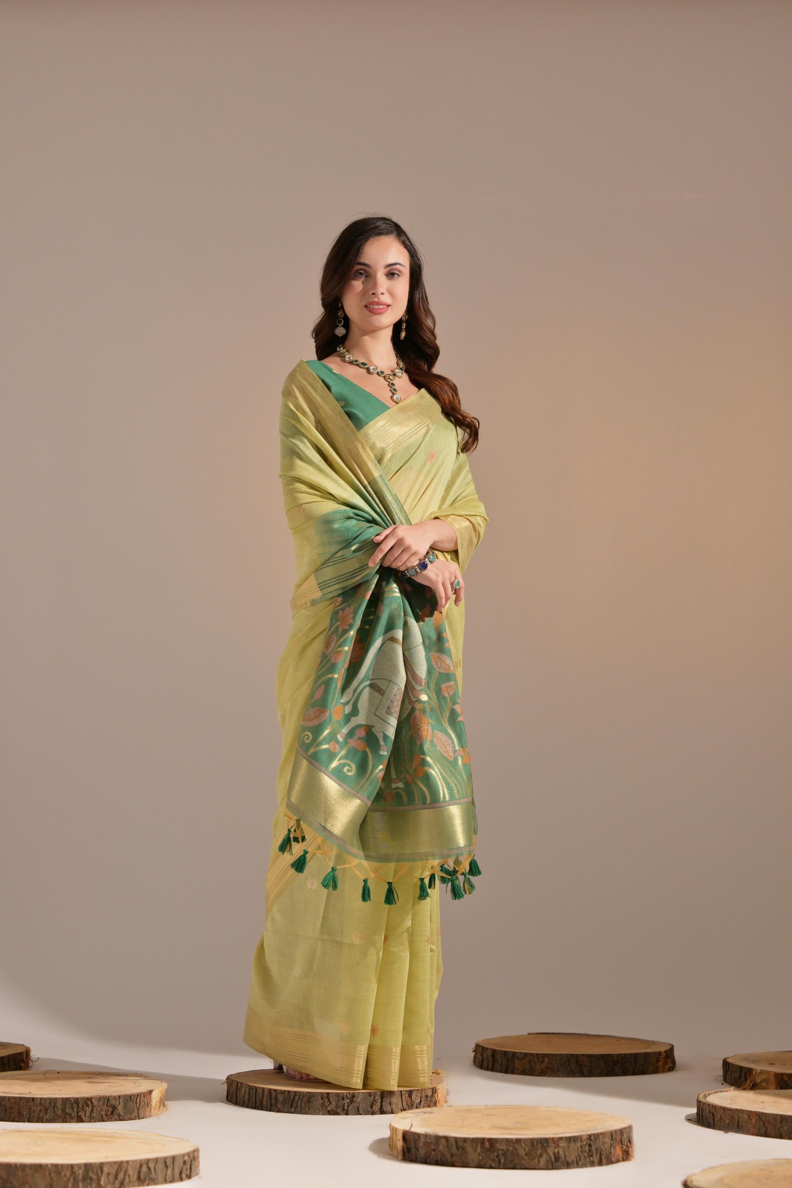 Soft Muga Cotton saree