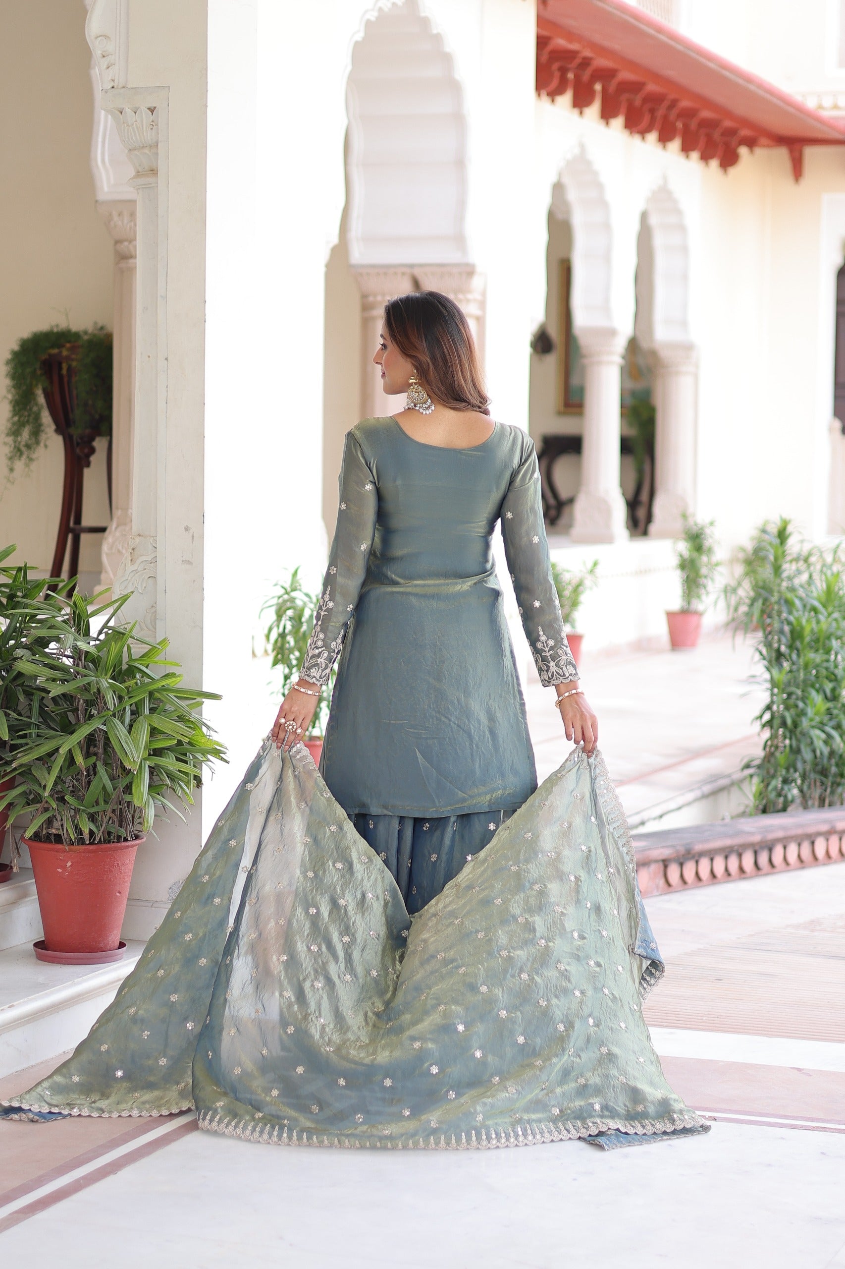 DESIGNER READYMADE TOP-SHARARA-DUPATTA