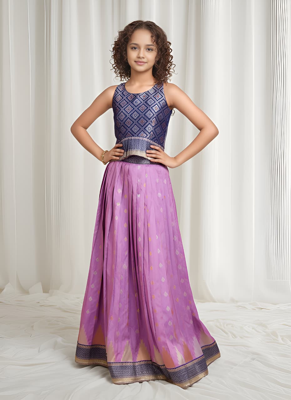 Kids Silk Blend Deisgner Lehenga Set