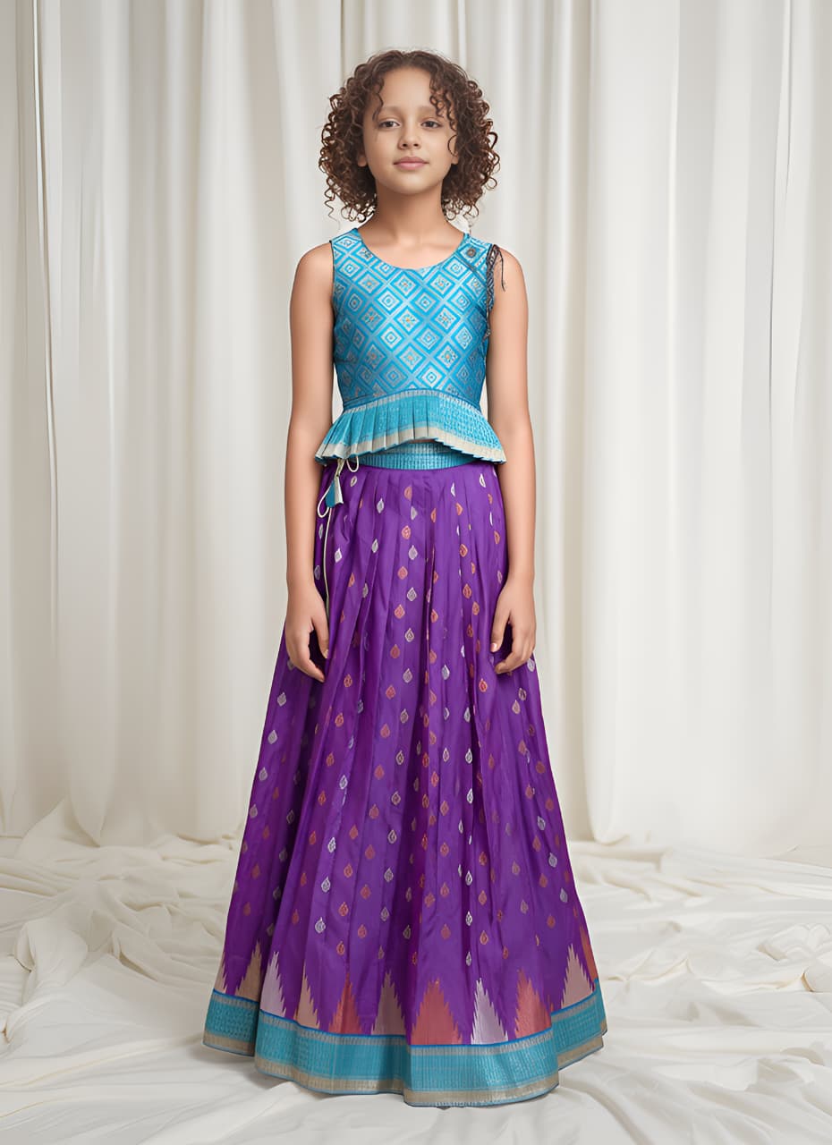 Kids Silk Blend Deisgner Lehenga Set